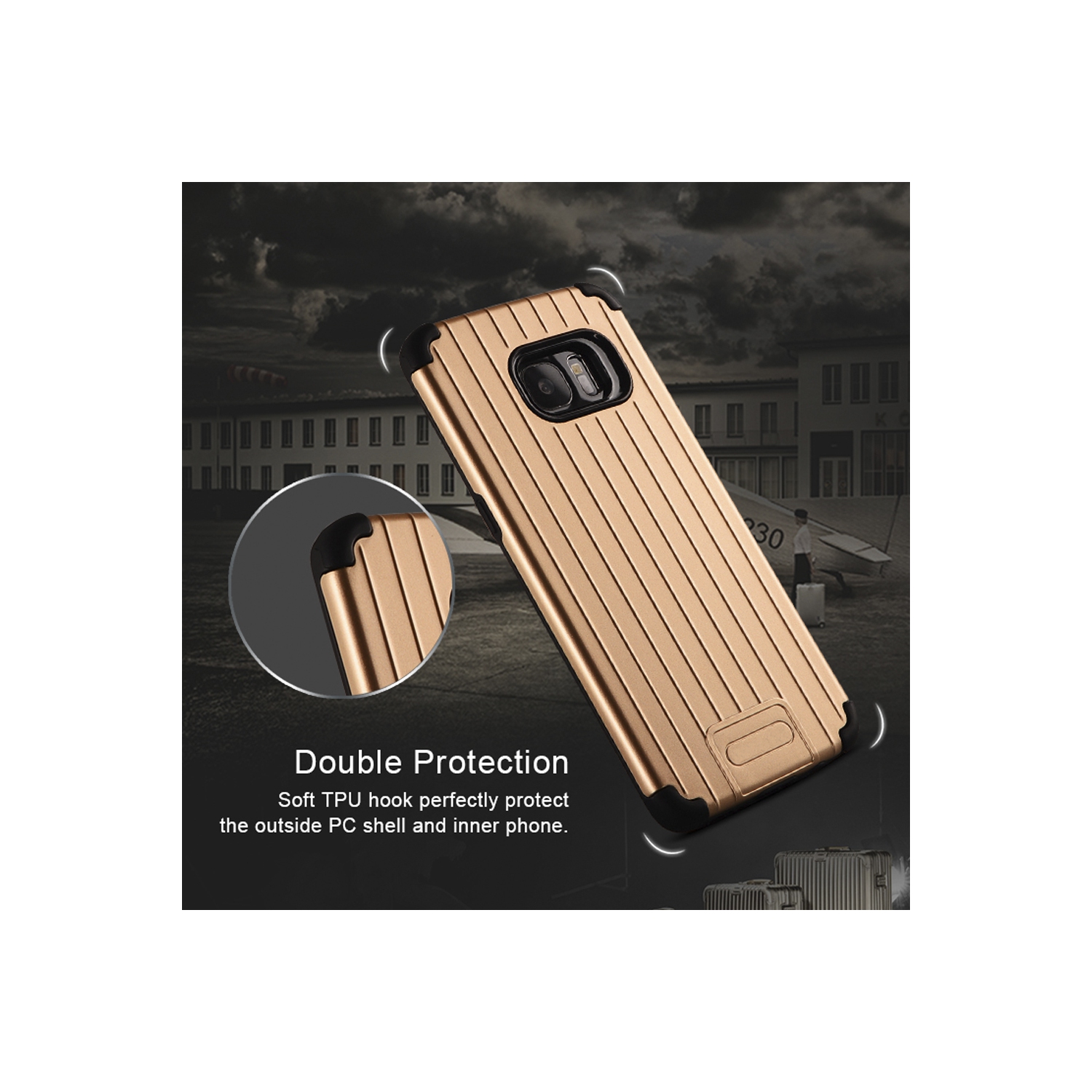 Étui pour Galaxy S7 Edge, étui pour S7 Edge de Samsung, étui rigide hybride mince à double couche brillant pare-chocs en caoutchouc souple antichoc