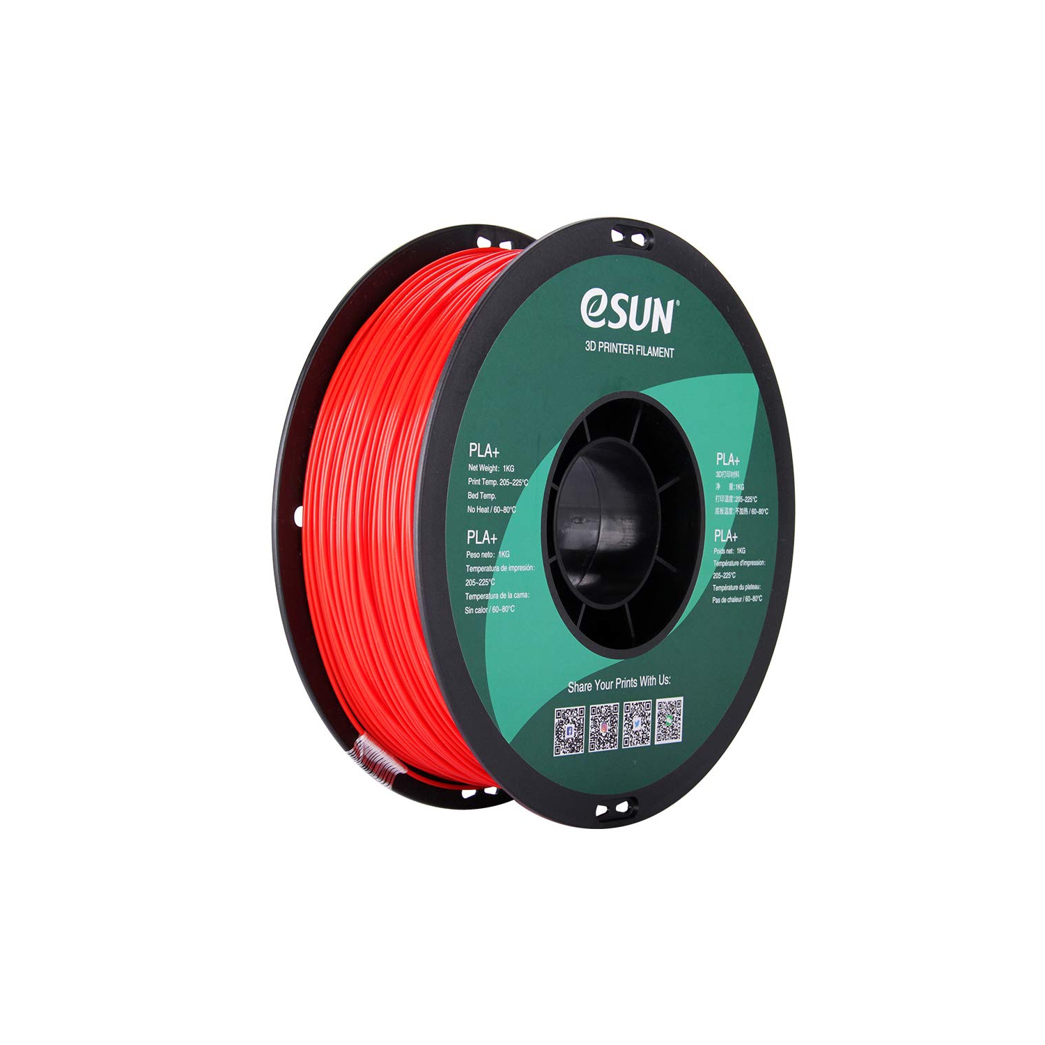 Bobine de 1 kg de filament PLA+ de 1,75 mm d’ESun - ROUGE