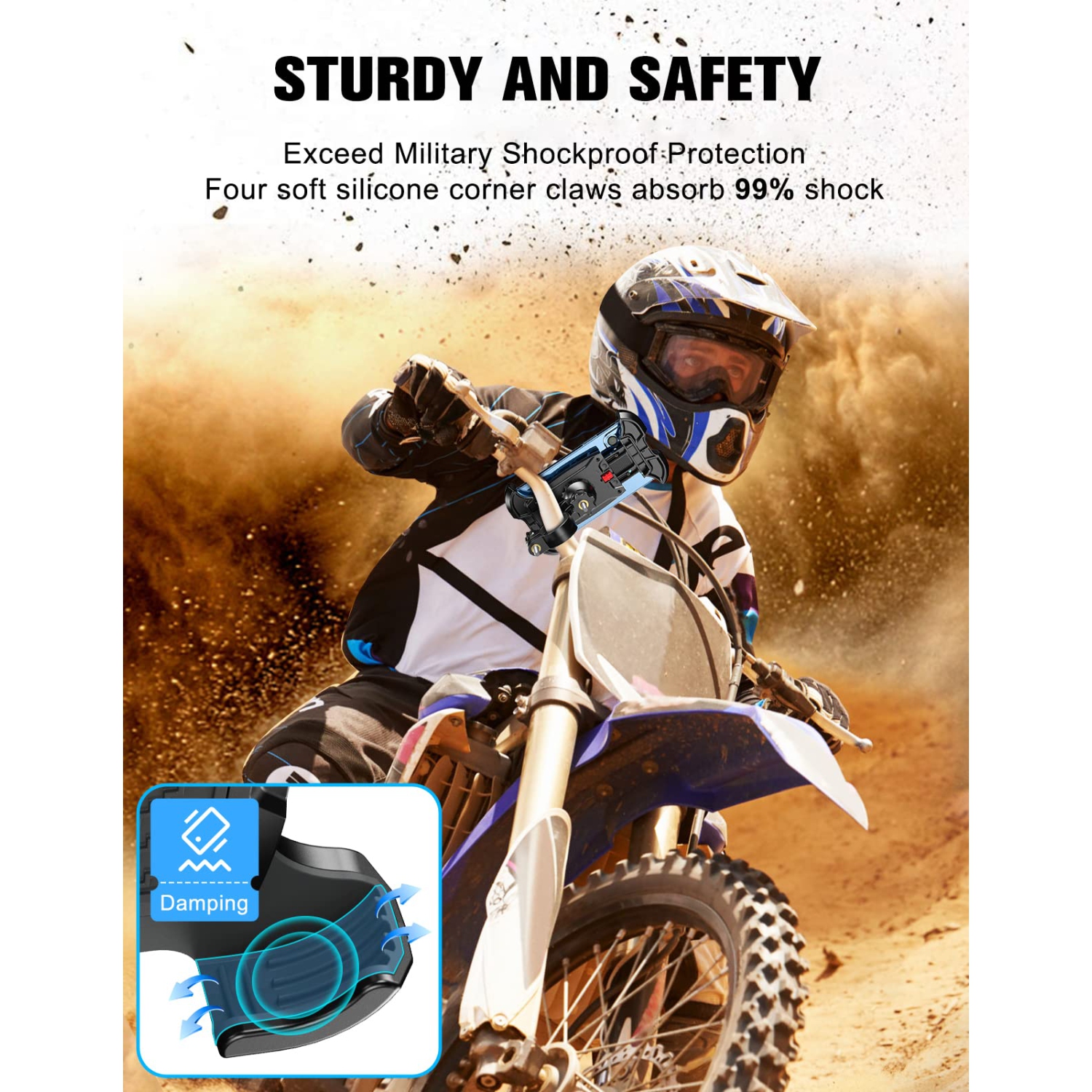 Support de téléphone pour vélo TEUMI, support de téléphone pour moto pivotant à 360°, fonctionnement à une main, support de téléphone pour VTT VTT VTT