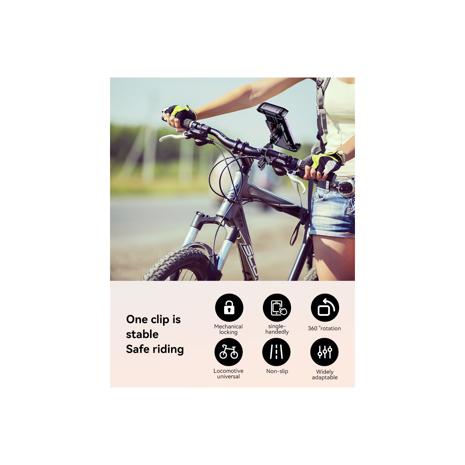 Support de téléphone pour vélo TEUMI, support de téléphone pour moto pivotant à 360°, fonctionnement à une main, support de téléphone pour VTT VTT VTT