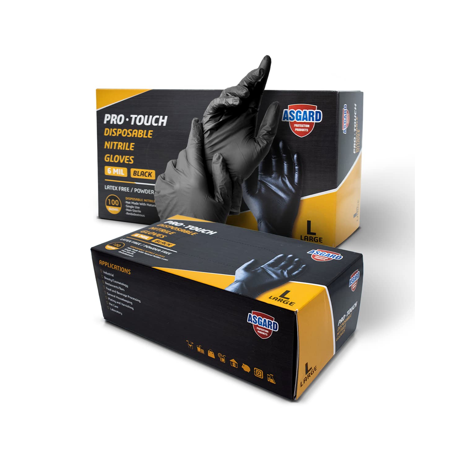 Gants en nitrile noirs, épaisseur de 6 mil de Nixxie Trades Sense, gants jetables, GRAND