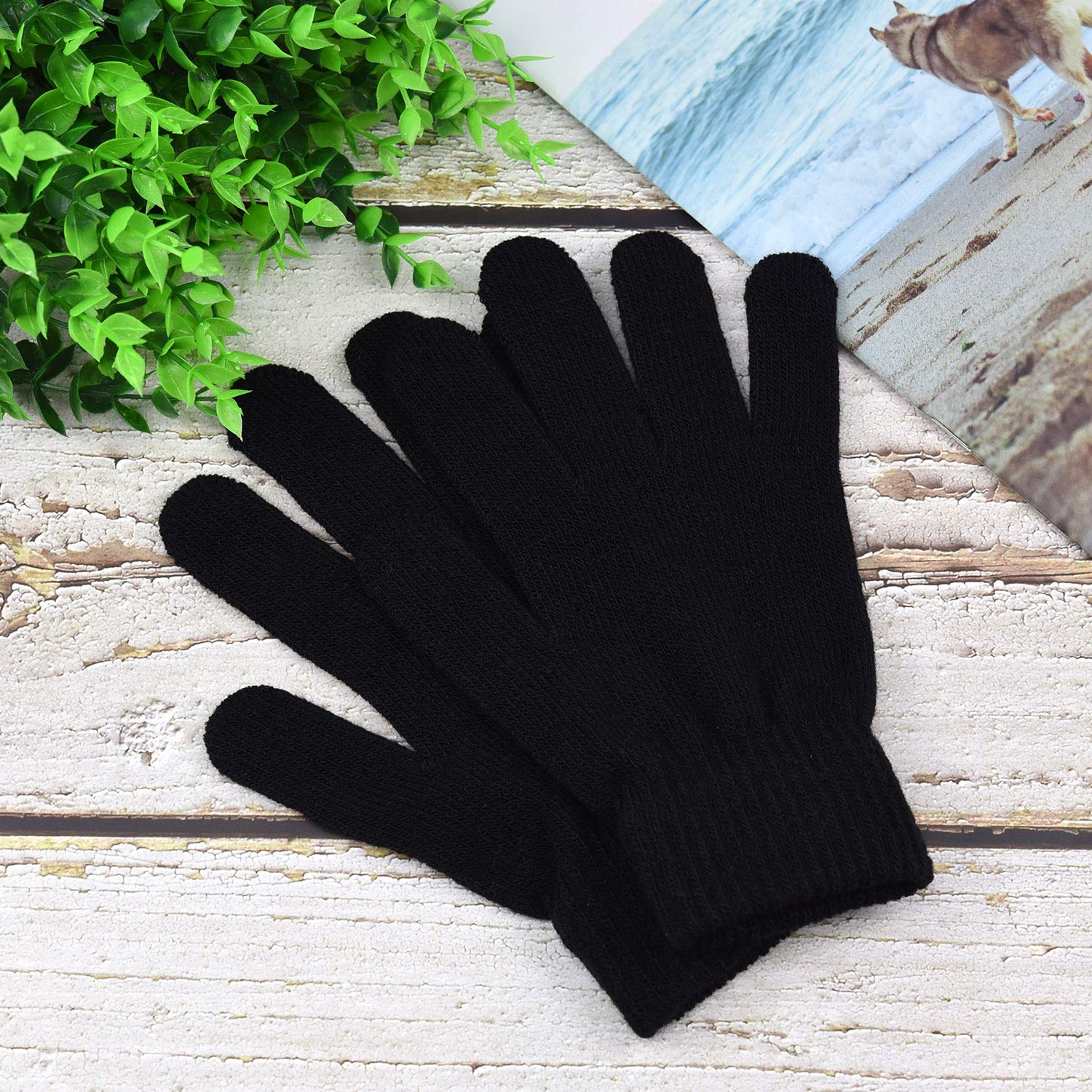 3 paires Gants d'hiver Magic Gants de tricot pour adultes Gants de tricot élastiques chauds taille unique pour les femmes adolescents