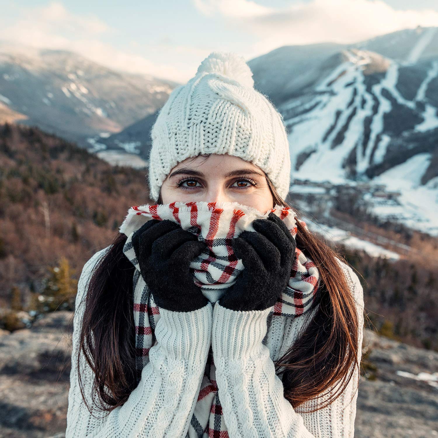 3 paires Gants d'hiver Magic Gants de tricot pour adultes Gants de tricot élastiques chauds taille unique pour les femmes adolescents