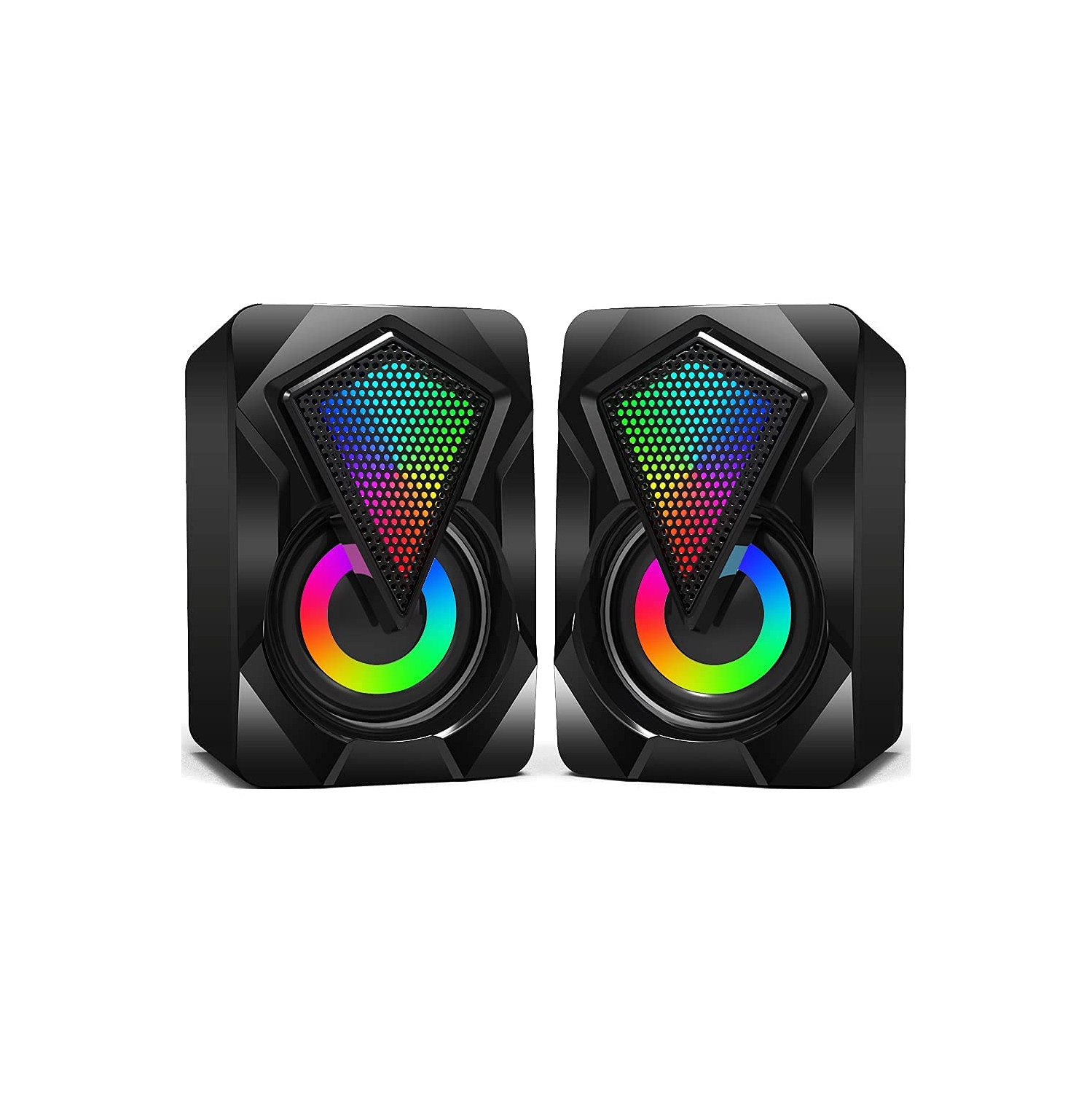 Computer Speakers,Wired PC Speaker 2.0 USB Gaming Powered Stereo Mini Multimedia Volume Control with RGB Lights 3.5mm Aux In