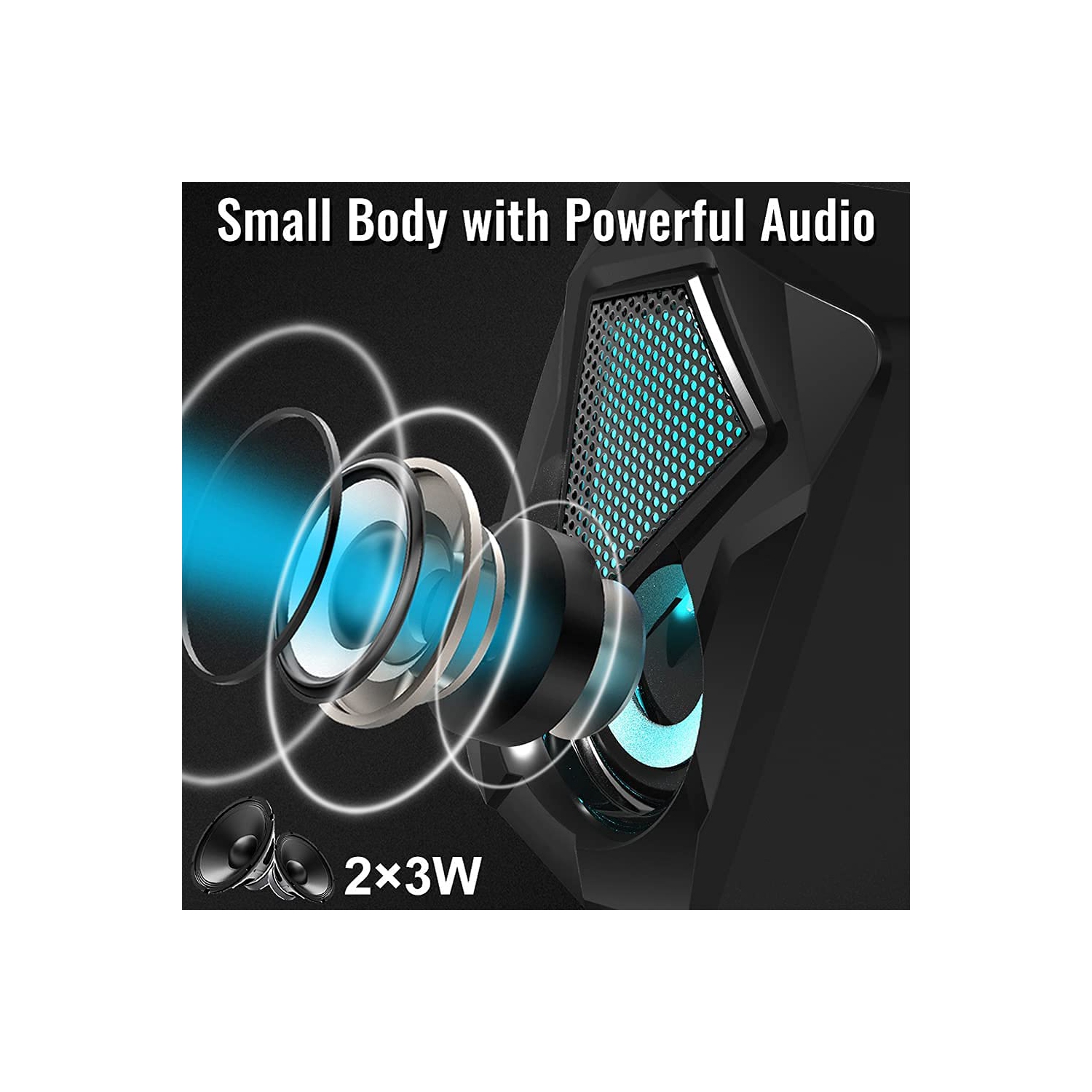 Computer Speakers,Wired PC Speaker 2.0 USB Gaming Powered Stereo Mini Multimedia Volume Control with RGB Lights 3.5mm Aux In