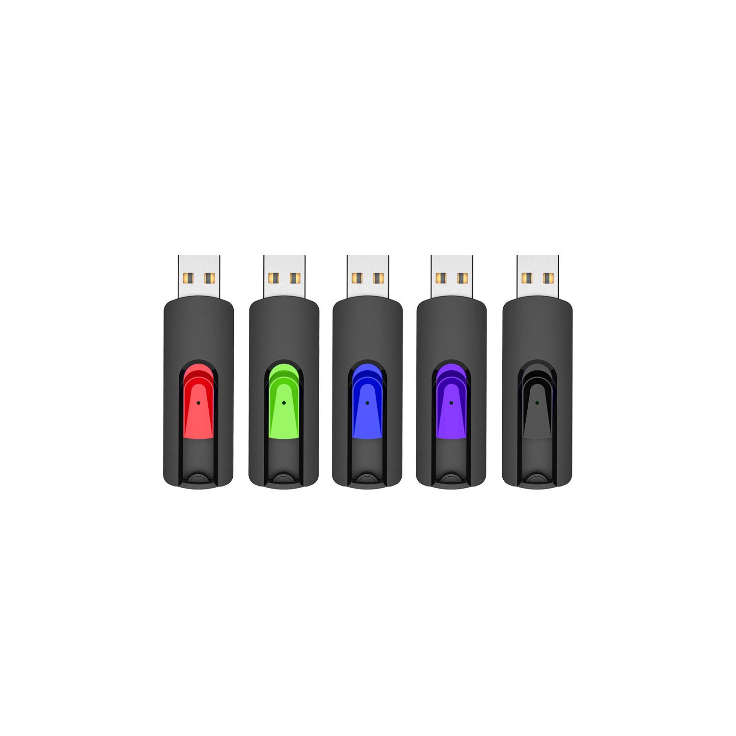RAOYI 5Pack 64GB USB Flash Drives Thumb Drive Memory Stick Slide Retractable Jump Drive (64GB