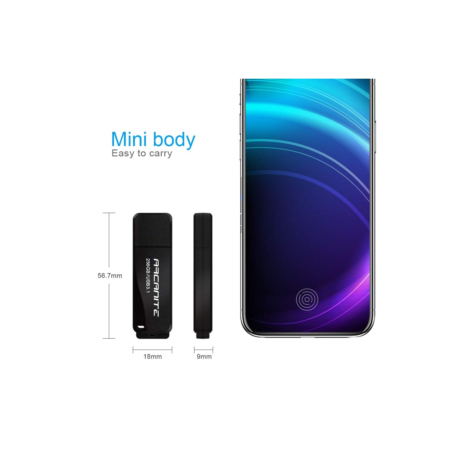 ARCANITE 256GB USB 3.1 Flash Drive - Optimal Read speeds up to 400 MB/s, Write speeds up to 100 MB/s