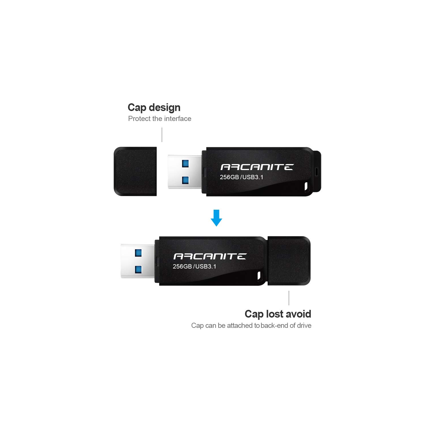 ARCANITE 256GB USB 3.1 Flash Drive - Optimal Read speeds up to 400 MB/s, Write speeds up to 100 MB/s