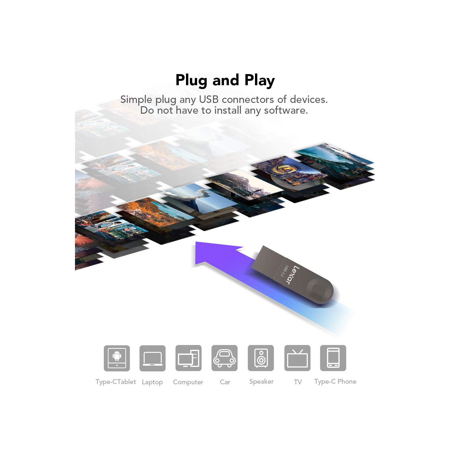 Clé USB de 128 Go de Lexar, USB 3.2 de 1re génération De Type A et clé USB C de 100 Mo/s au plus, clé USB de type C pivotante, clé de secours f