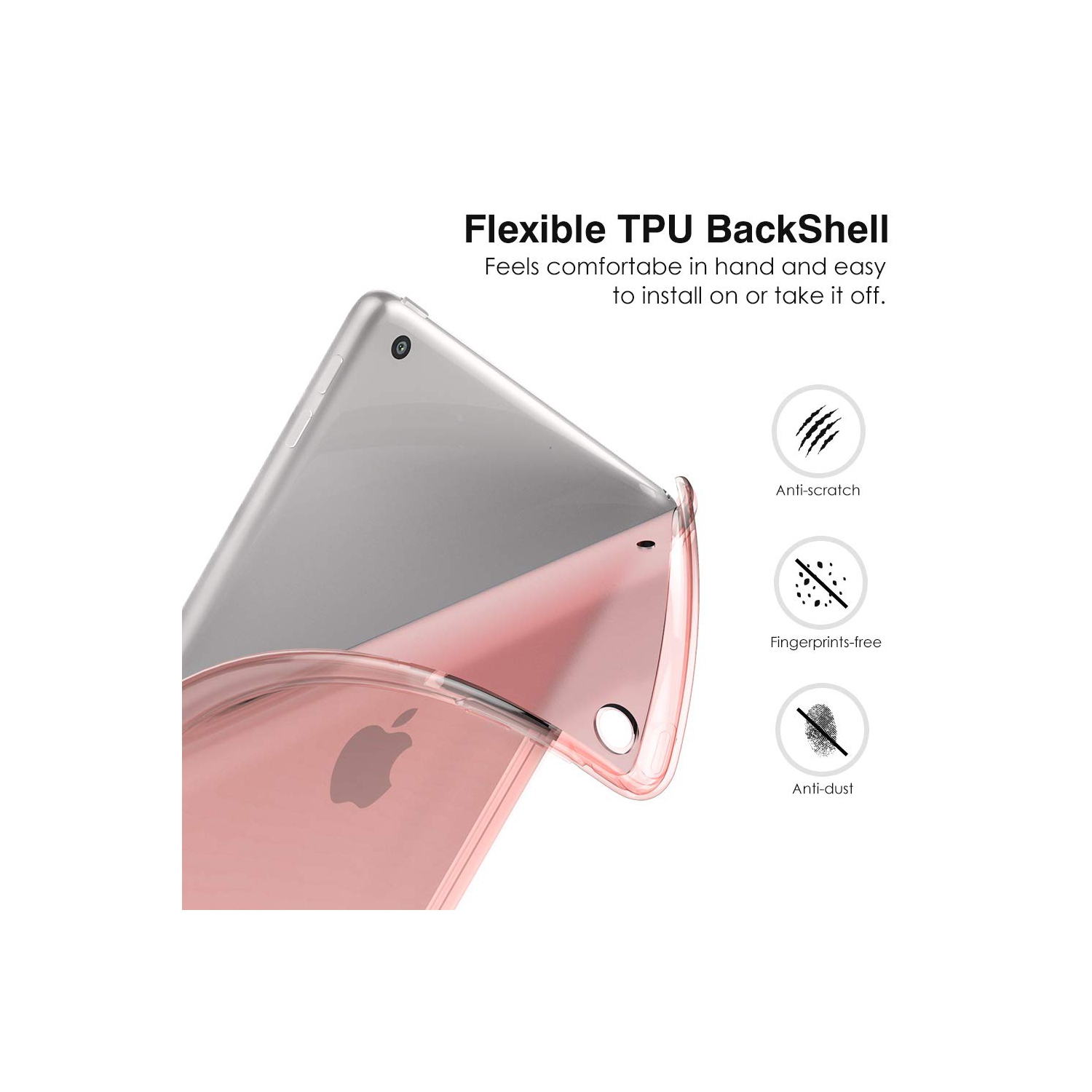 MoKo iPad 10.2 Case for iPad 9th Generation 2021/ iPad 8th Generation 2020/ iPad 7th Generation 2019, Soft Frosted Back Cove