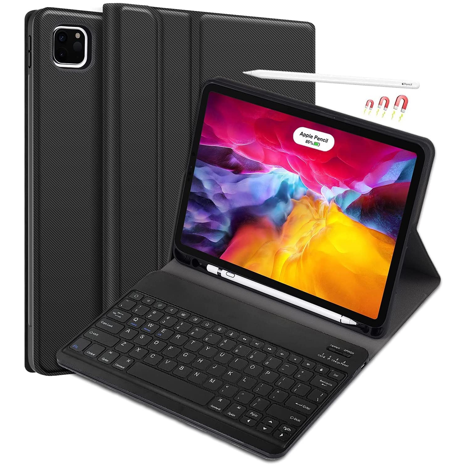 Cas de clavier Luonih pour iPad Pro 12.9 2021 5th Generation/2020 4th Gen/2018 3rd Gen avec support de crayon,magnétique amovible K