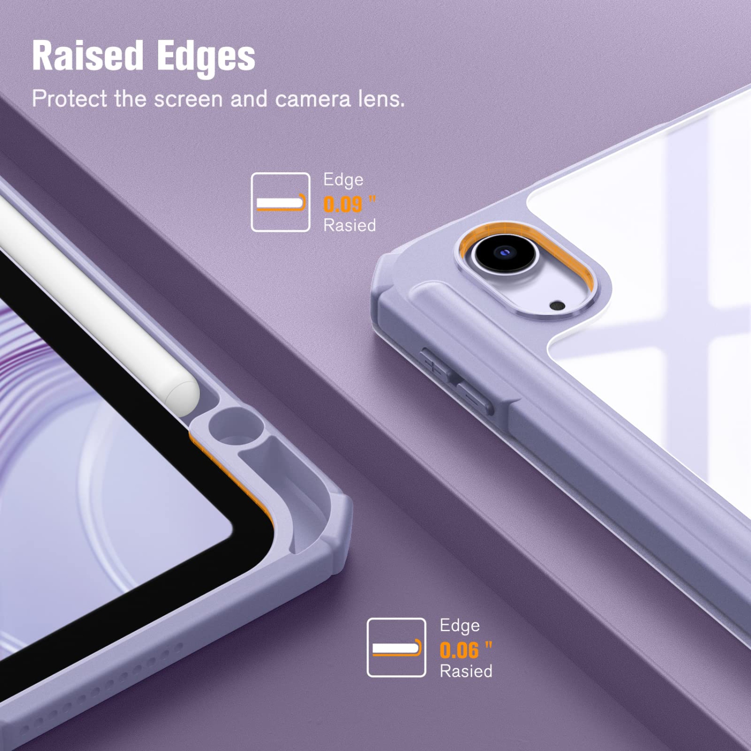 Étui hybride mince pour iPad Air 5th génération/iPad Air 4th génération (2020) 10,9 po - [porte-crayon intégré] étui antichoc avec coque arrière