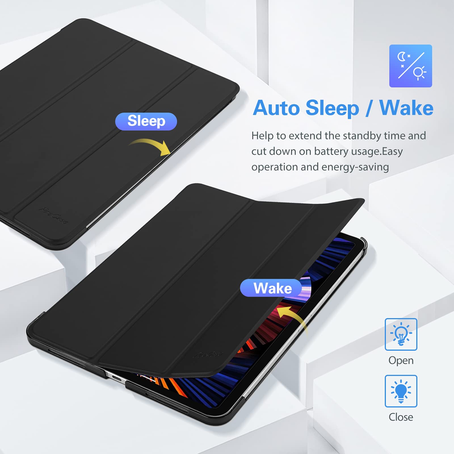 iPad Pro 12.9 Case 2022 2021 2020 2018, Slim Stand Hard Back Shell Smart Cover for iPad Pro 12.9 6th Generation 2022/ 5th Gen 2021/ 4th Gen 2020/ 3rd