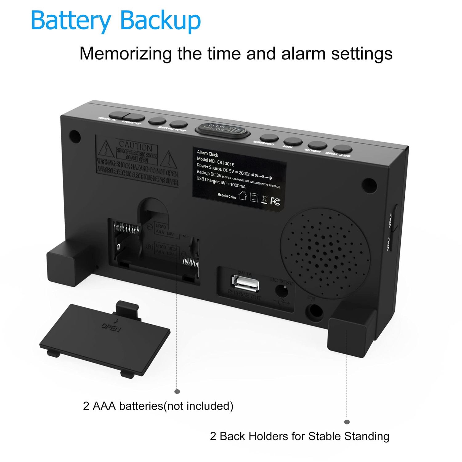 Digital Alarm clocks for bedrooms, Bedside Clock with 7.5’’ Large LED Display & Big Numbers, Two Alarms, Loud Alarm Clock wi