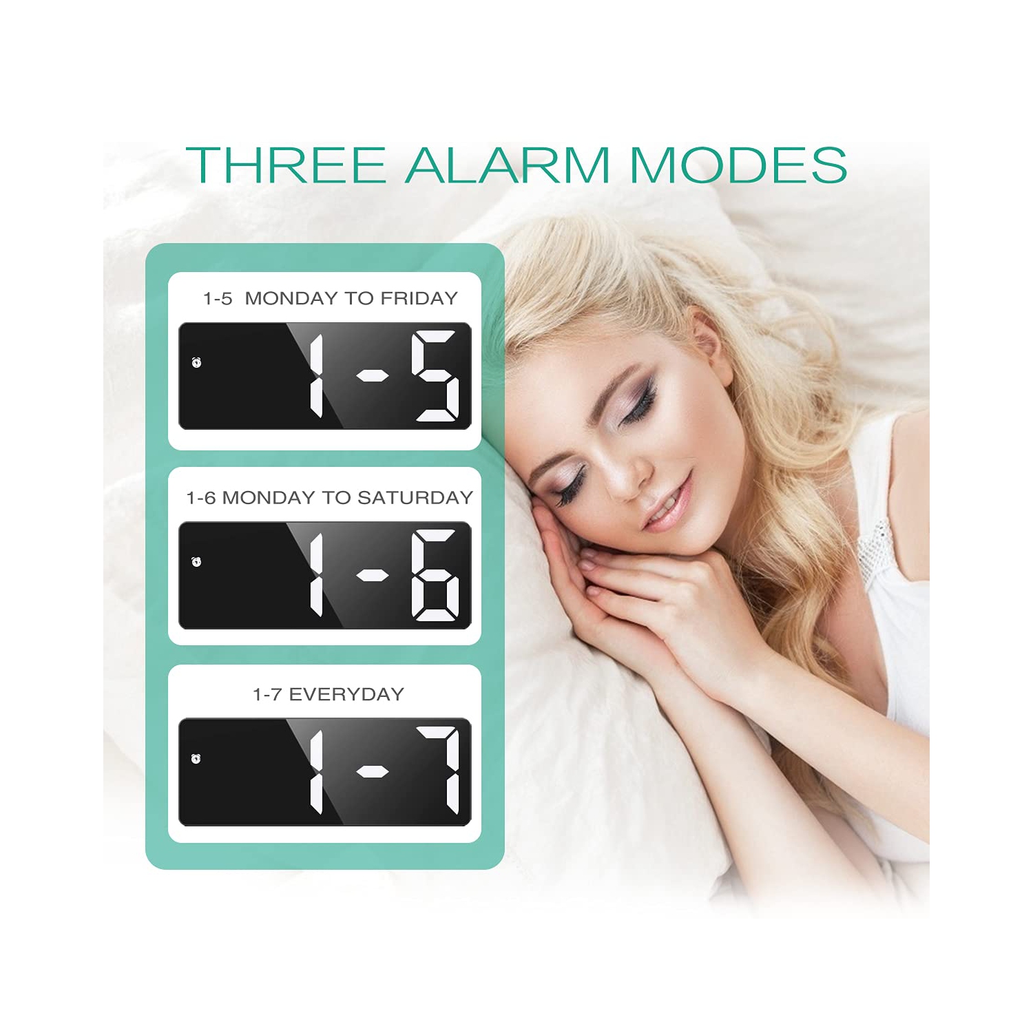 ORIA Digital Alarm Clock, Small Desk Clock, Led Alarm Clock with USB Port for Charging, Adjustable Brightness, Snooze, Suita