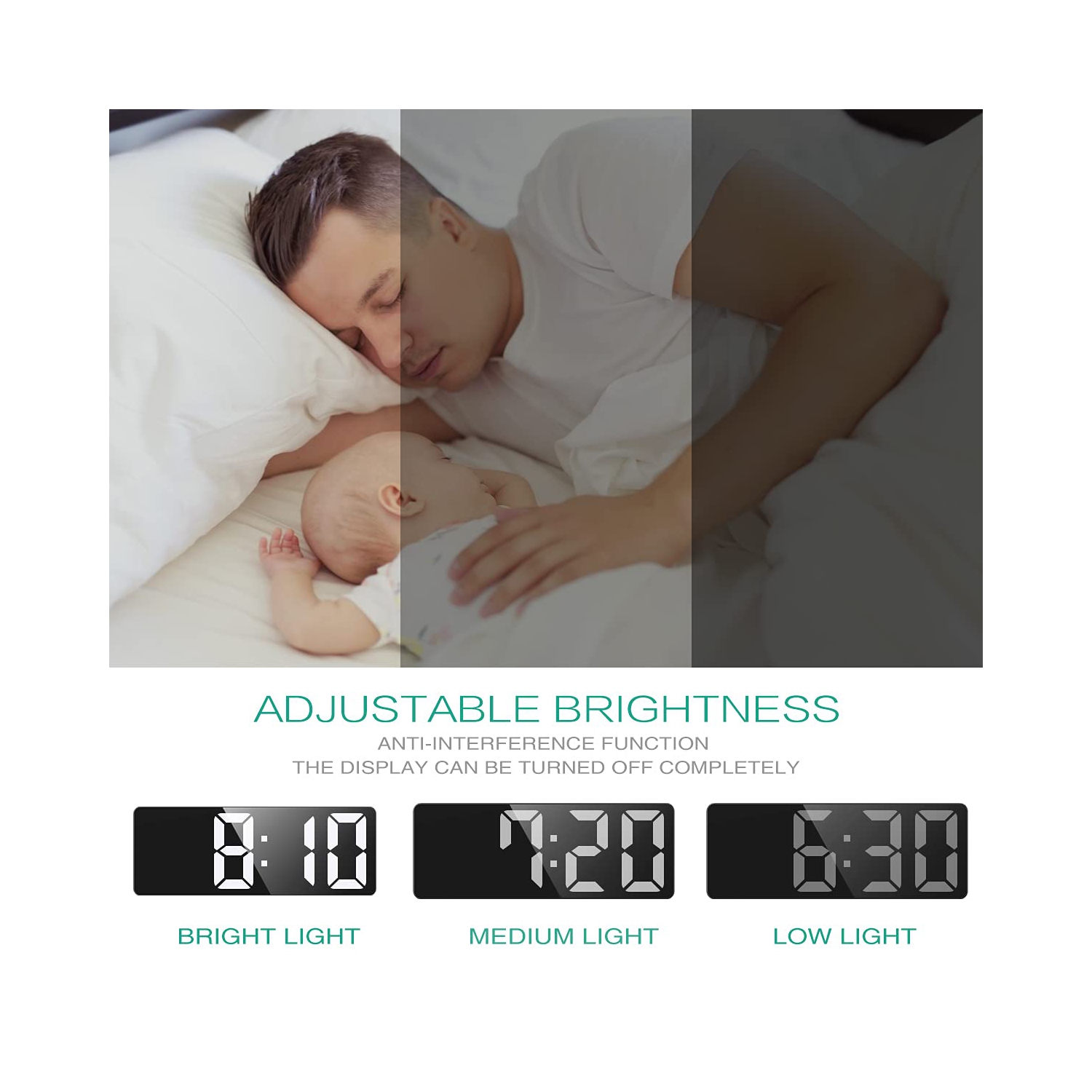 ORIA Digital Alarm Clock, Small Desk Clock, Led Alarm Clock with USB Port for Charging, Adjustable Brightness, Snooze, Suita