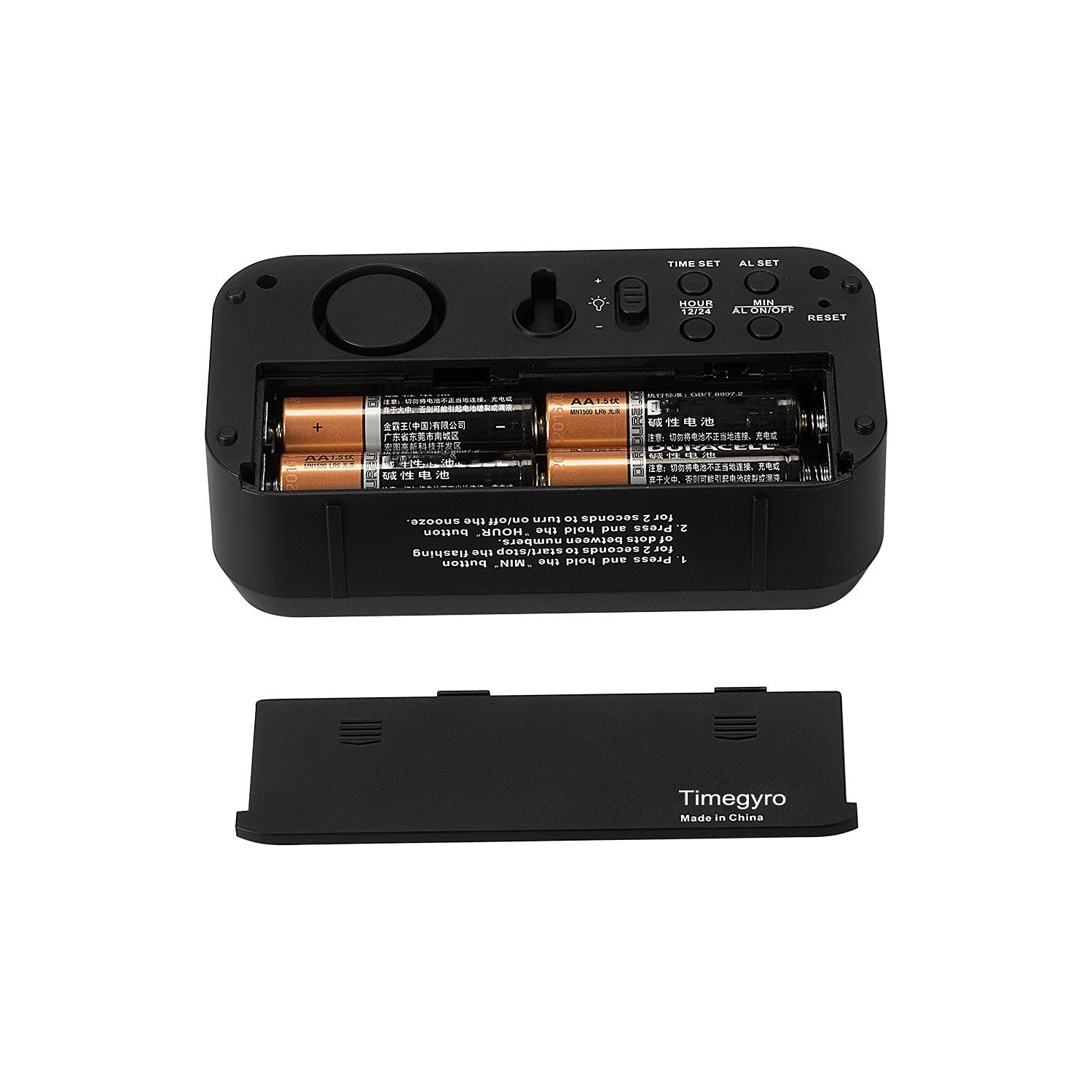 Horloge numérique murale/tablette/bureau de format petit de Timegyro fonctionnant à piles seulement avec un grand écran de 1.2 po. Les 4 piles