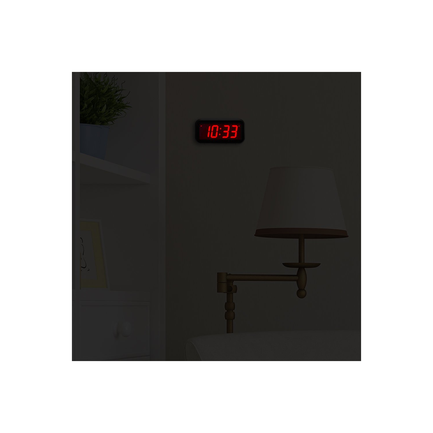 Horloge numérique murale/tablette/bureau de format petit de Timegyro fonctionnant à piles seulement avec un grand écran de 1.2 po. Les 4 piles