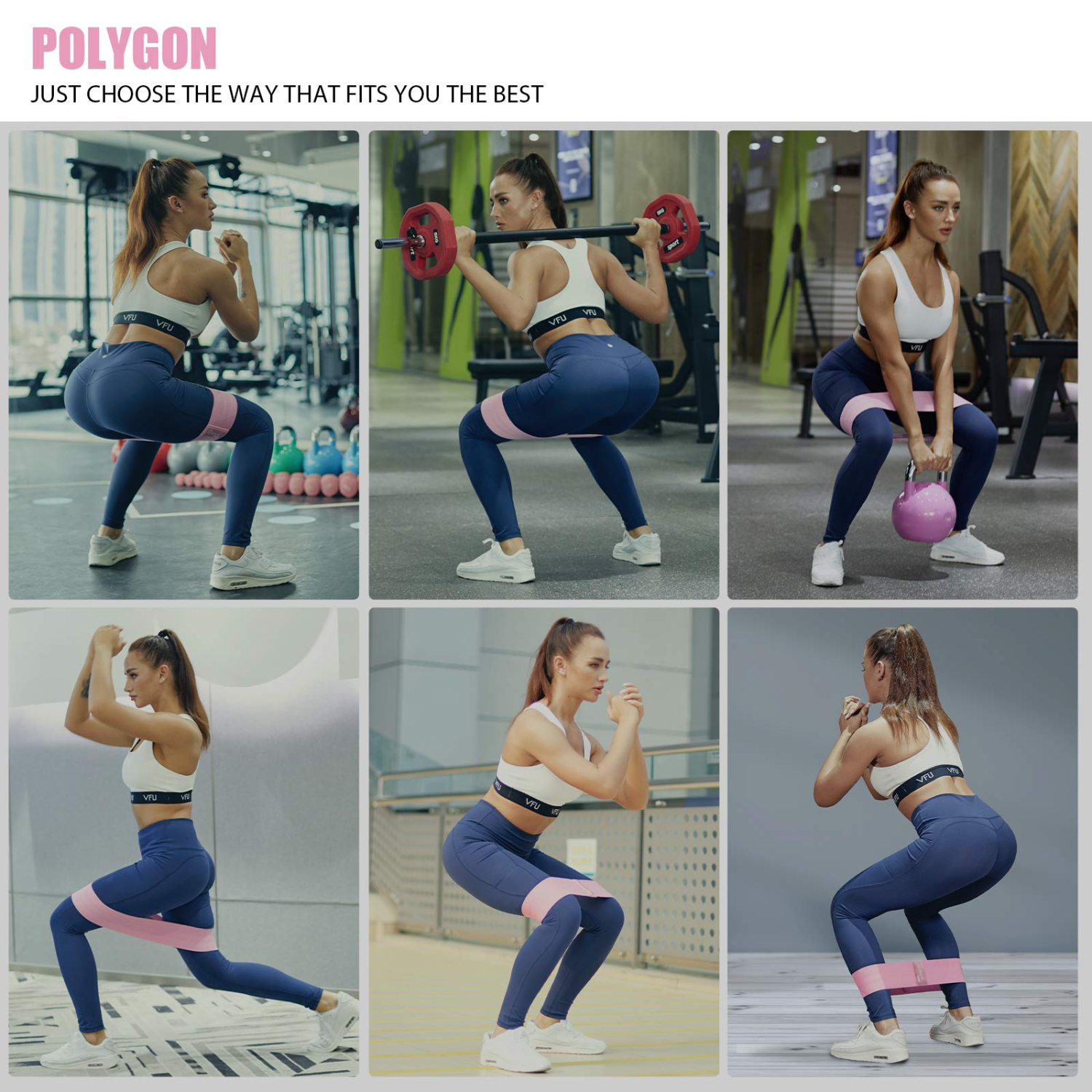 Resistance Exercise Bands, Polygon Fabric Non Slip Hip Bands for Squats,  Legs, Butt, Thigh and Hip Workout, Thick Wide Fitne