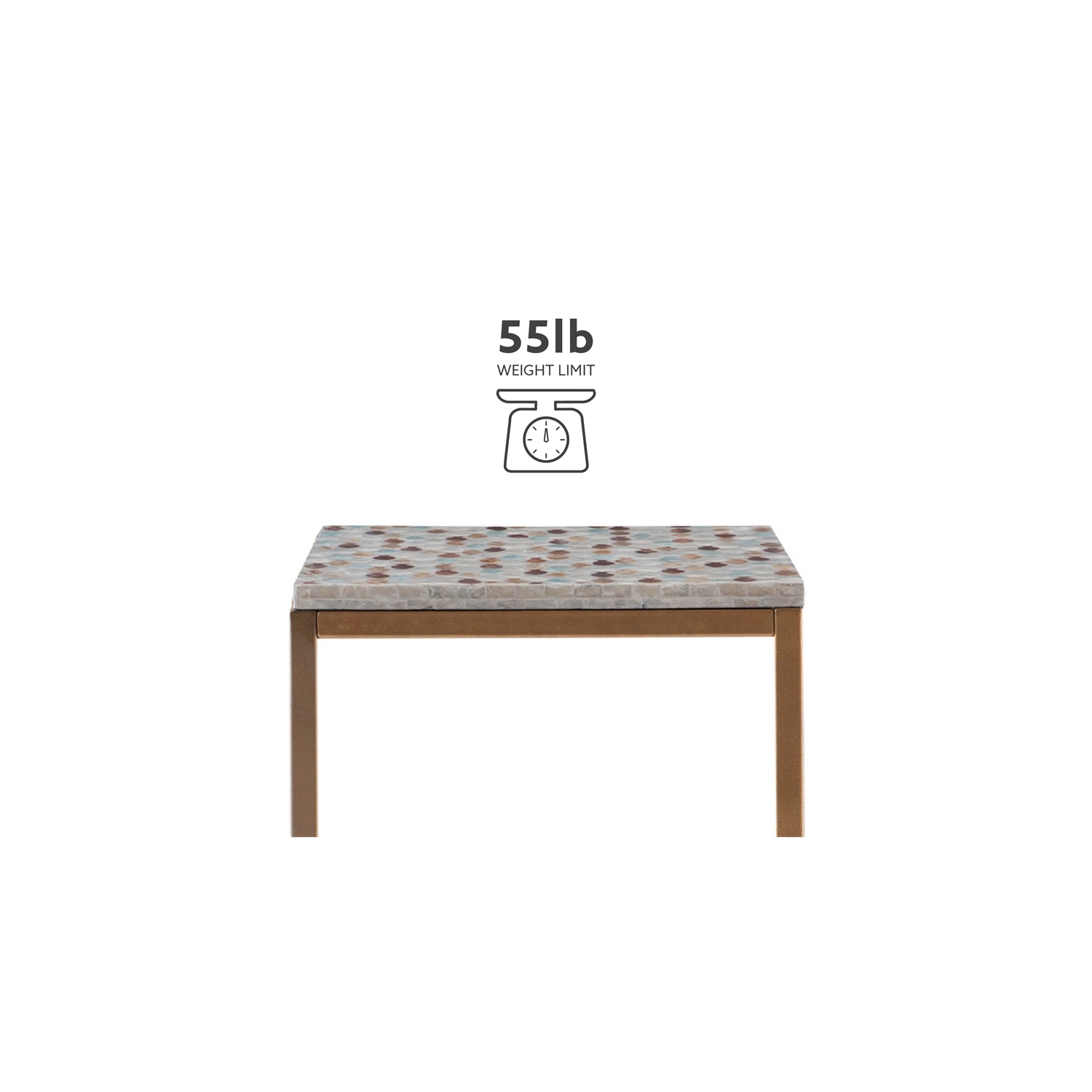 Linon Paola Capiz Fish Mosaic Metal Accent C Table in Gold