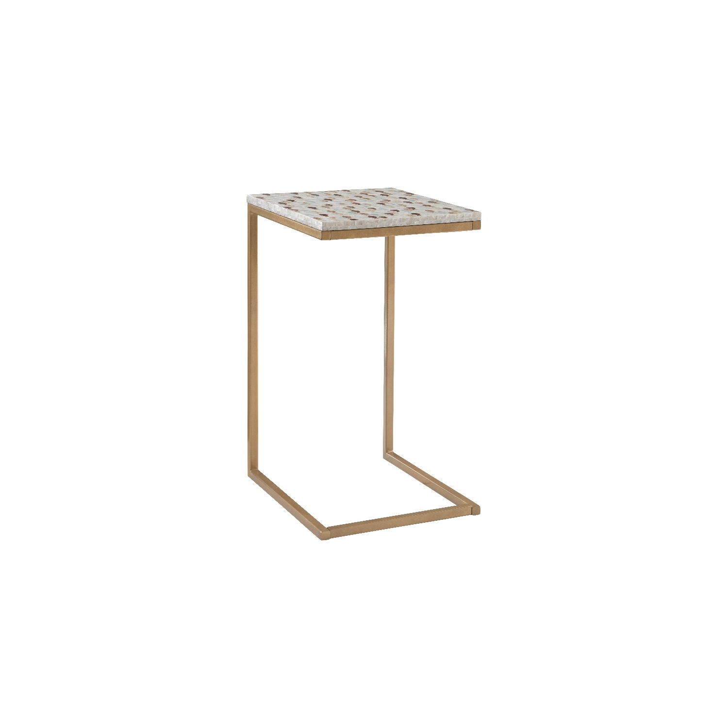 Linon Paola Capiz Fish Mosaic Metal Accent C Table in Gold