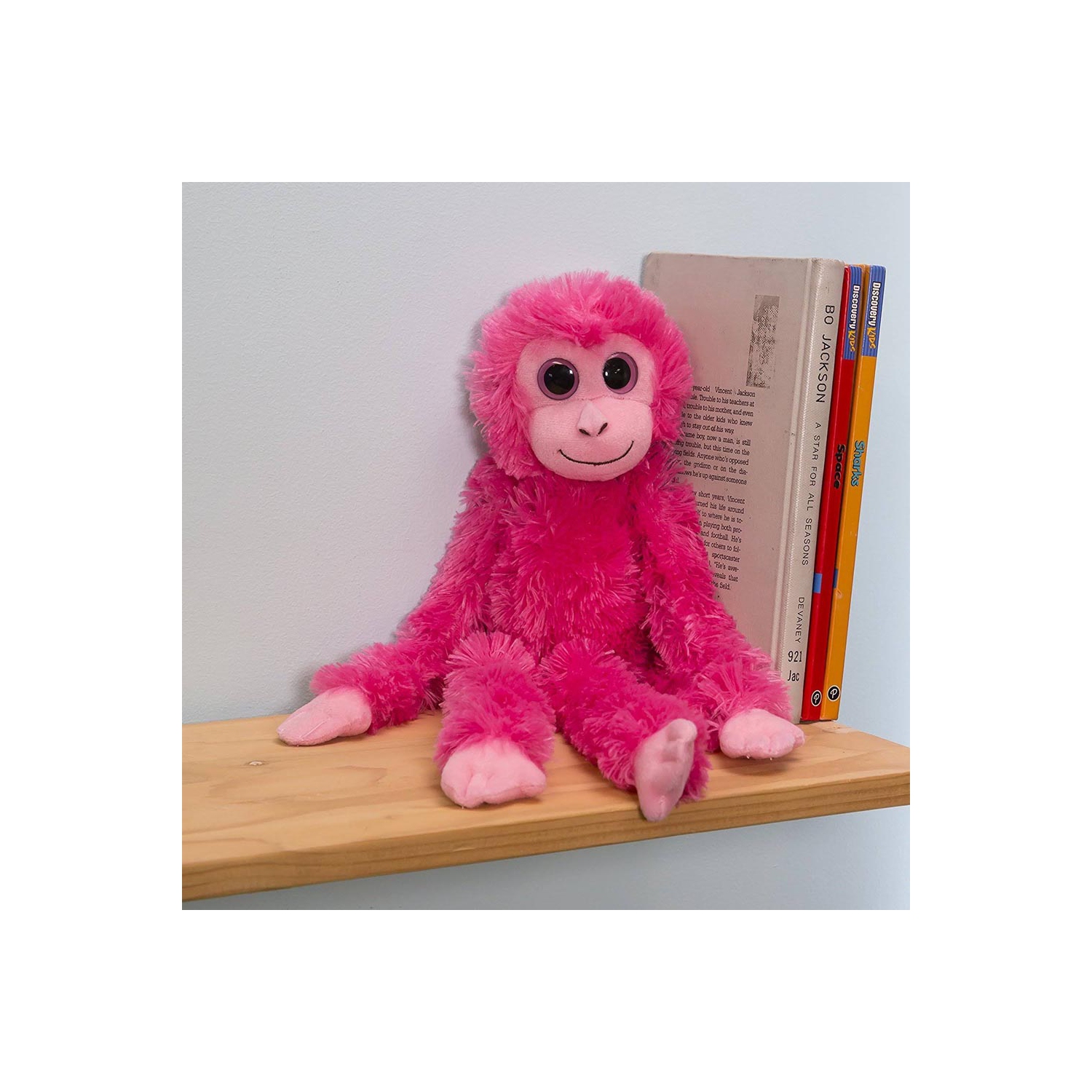 Singe animal en peluche sur cintre coloré de 24 po d’Aurora World - Rose vif