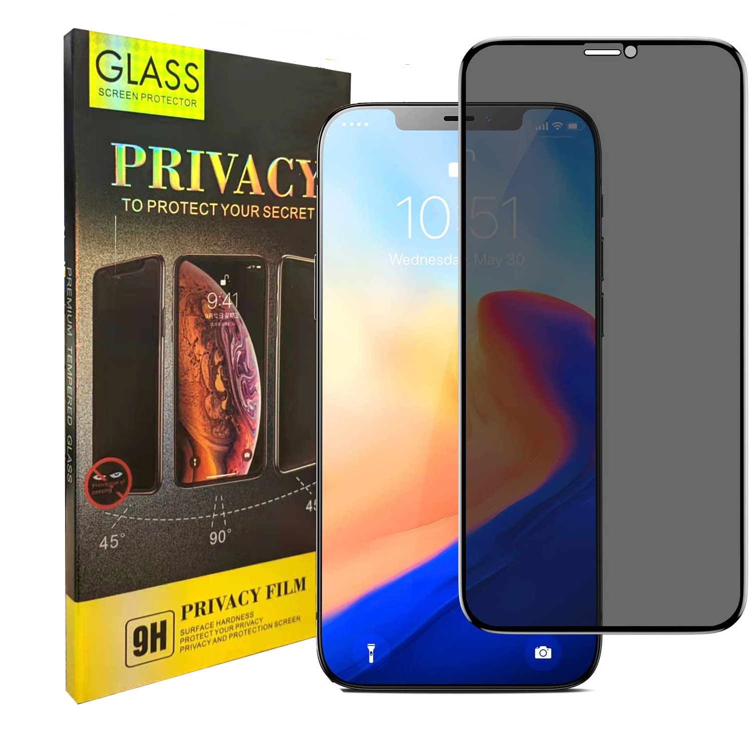 XCRS Apple iPhone 12 Mini 5.4 " Privacy Tempered Glass, 9H Hardness Anti Spy Protection Dark Screen Protector Screen Film Guard