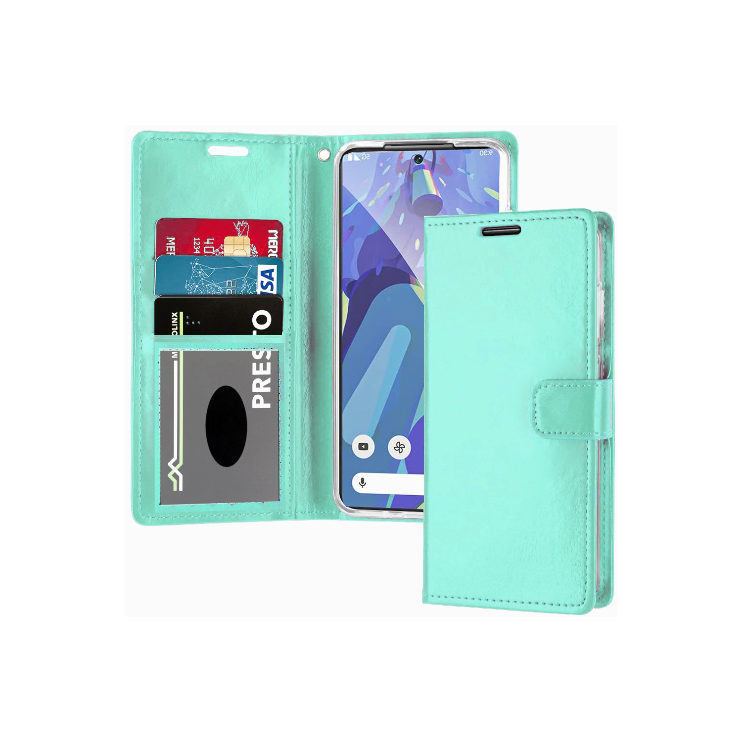 XCRS Leather Folio Premium Wallet for Google Pixel 6A 6.1-inch, PU Leather Pouch Case with Card Slot, and Lanyard with 360° Protection Mobile Case &