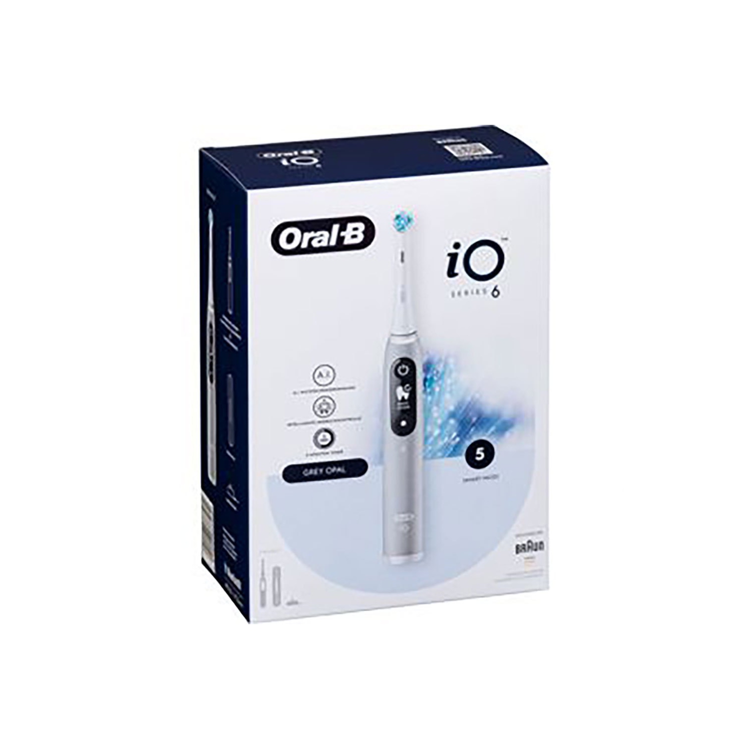 Oral-B- iO Series 6 - Smart Electric Toothbrush - 5 Smart Modes - Rechargeable Toothbrush - Grey Opal