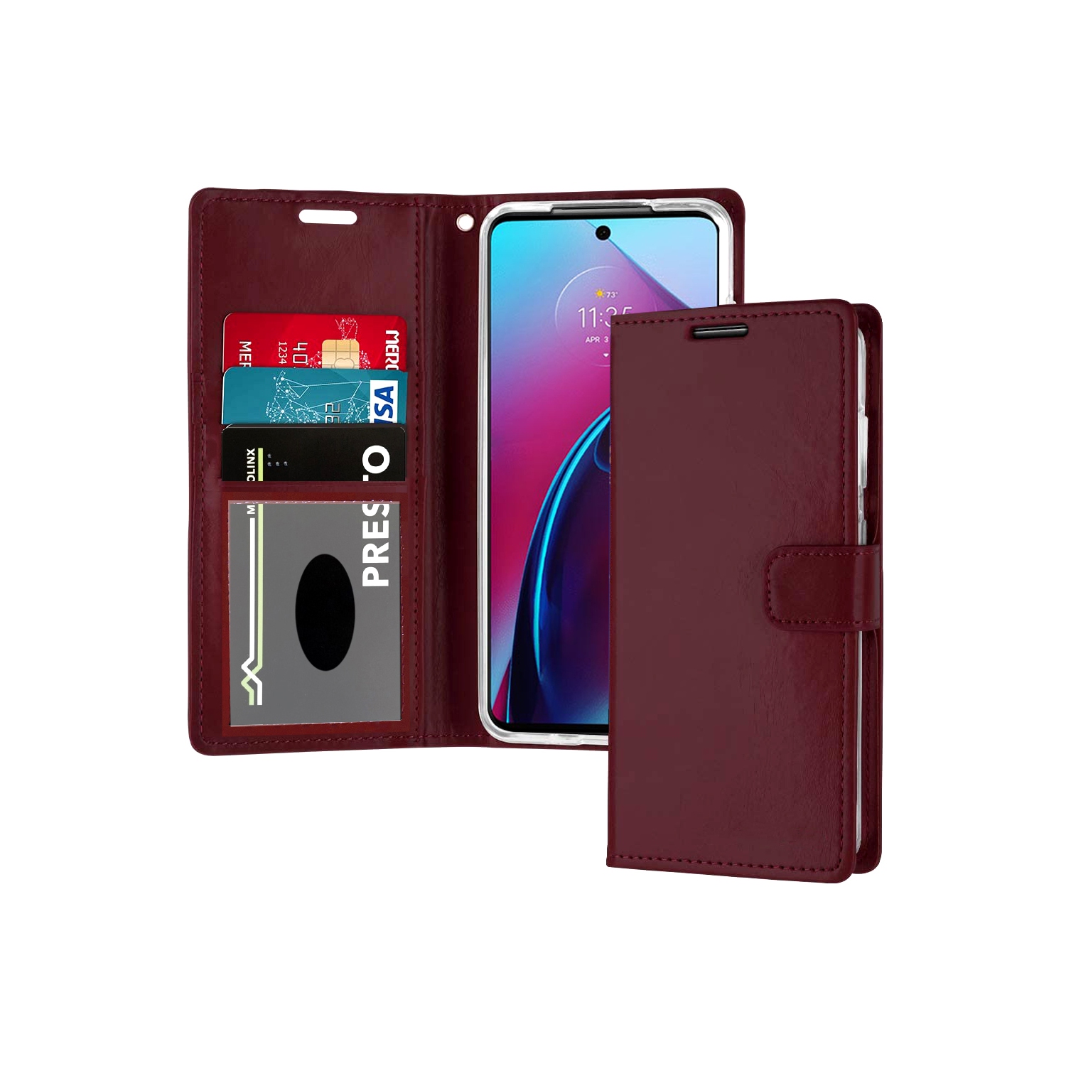 XCRS Leather Folio Premium Wallet for Motorola Moto G Stylus 5G (2022) 6.8” Phone, PU Pouch Case with Card Slot and Lanyard with 360° Protection Mobile Case & Multi-Angle Kickstand