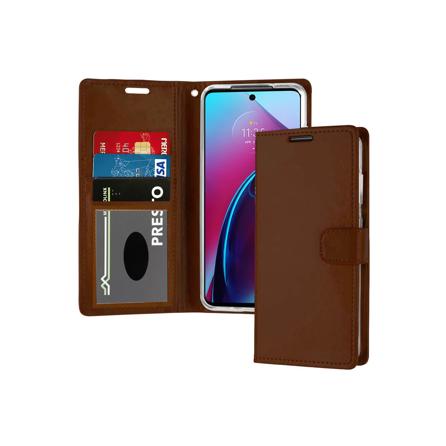 XCRS Leather Folio Premium Wallet for Motorola Moto G Stylus 5G (2022) 6.8” Phone, PU Pouch Case with Card Slot and Lanyard with 360° Protection Mobile Case & Multi-Angle Kickstand