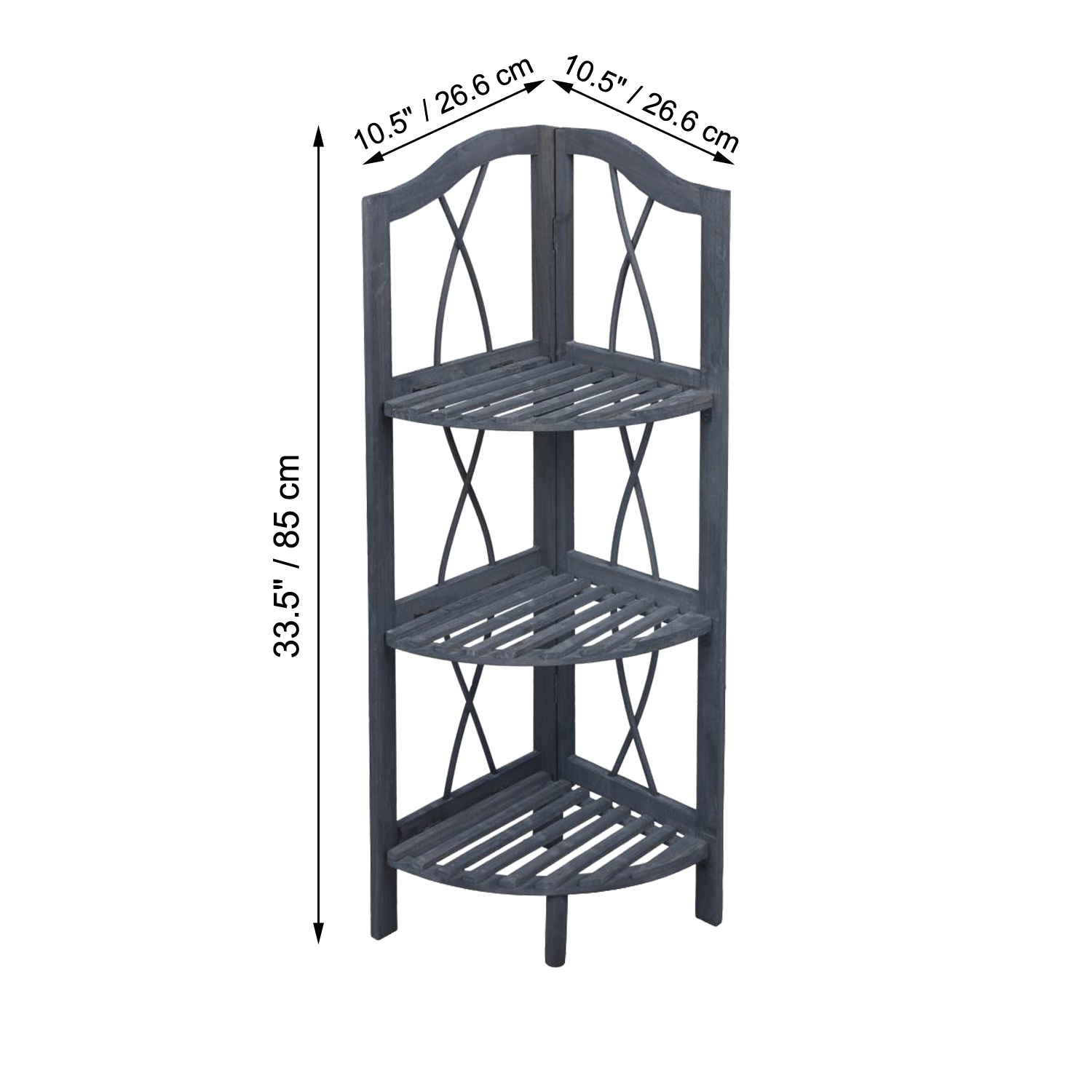 ITY International - 3 Tier Corner Shelf, 10.5"x10.5"x33.5", Gray