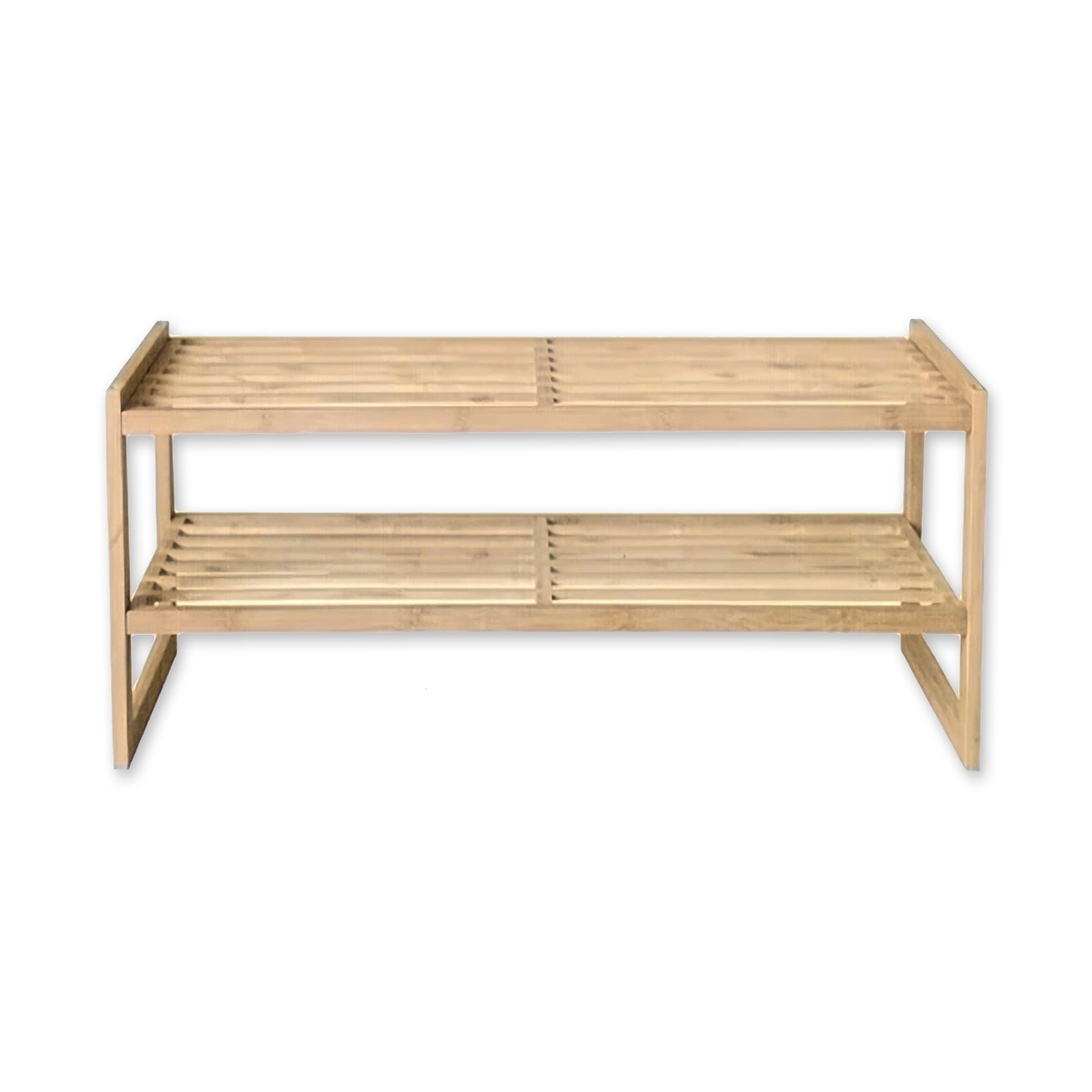 ITY International - Étagère à Chaussures en Bambou à 2 Étages, 28.5"x10.6"x28.5", Beige