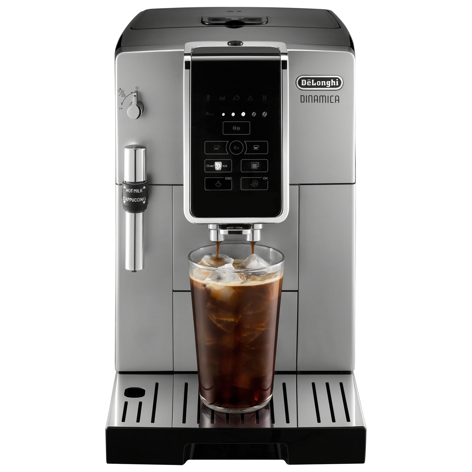 Best Buy: De'Longhi De'Longhi Dinamica Fully Automatic Coffee and Espresso  Machine, with Premium Adjustable Frother Chrome and Black ECAM35025SB