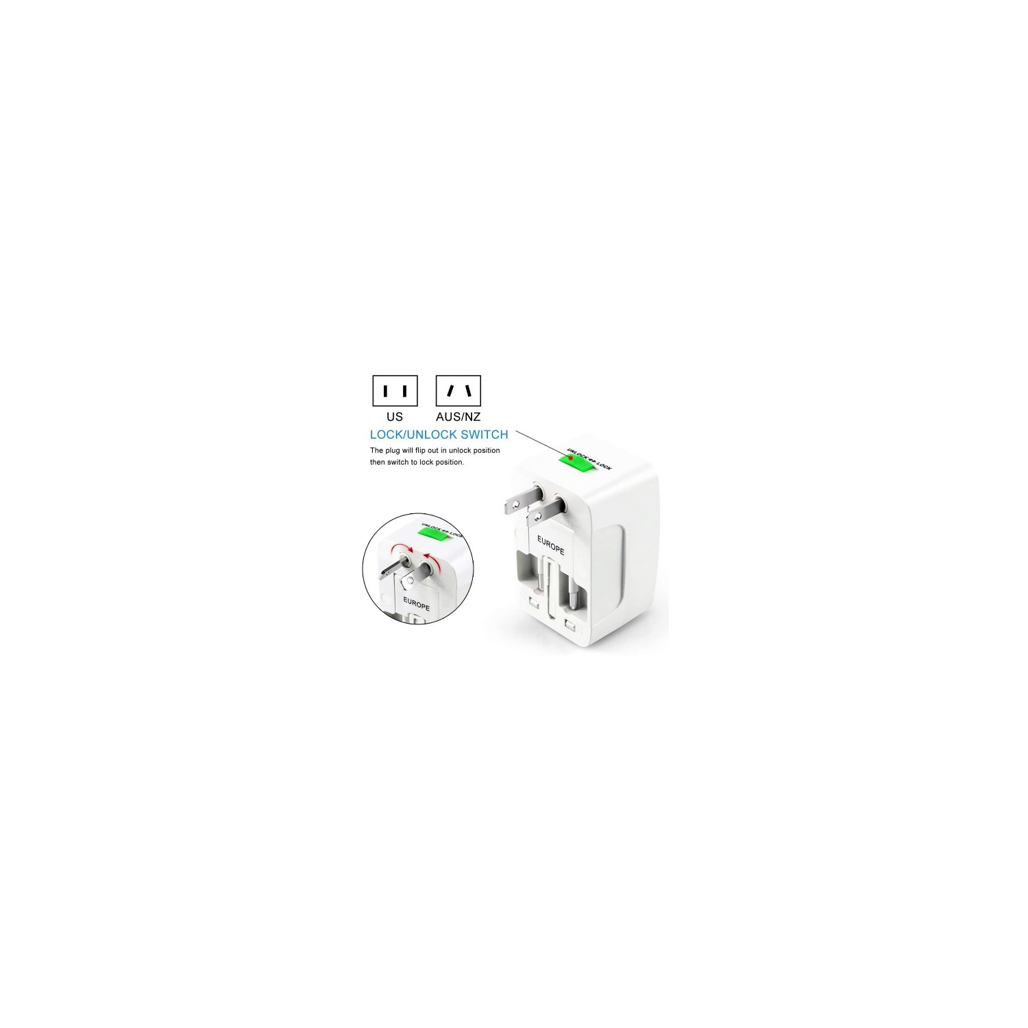 Adaptateur secteur universel de voyage tout en un 110 ~ 220 V adaptateur de prise électrique fonctionne pour plus de 150 pays UK/US/AU/EU/CA