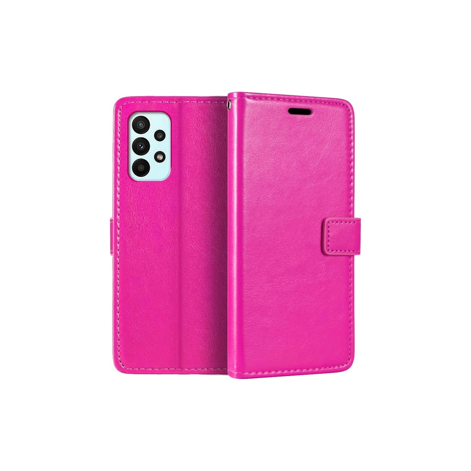 [CS] Samsung Galaxy A23 4G / 5G Case, Magnetic Leather Folio Wallet Flip Case Cover with Card Slot, Hot Pink