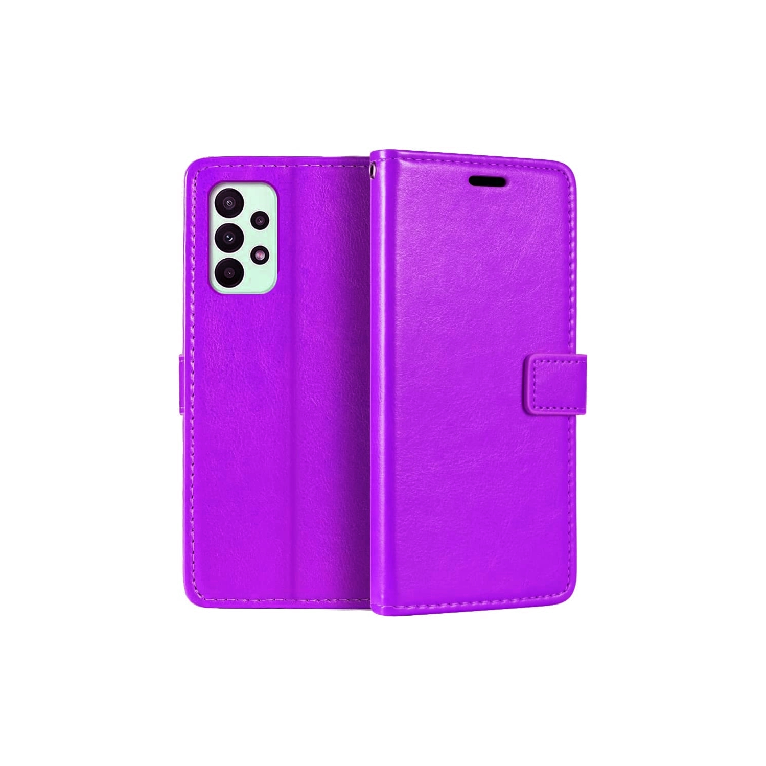 [CS] Samsung Galaxy A73 5G (2022) Case, Magnetic Leather Folio Wallet Flip Case Cover with Card Slot, Purple