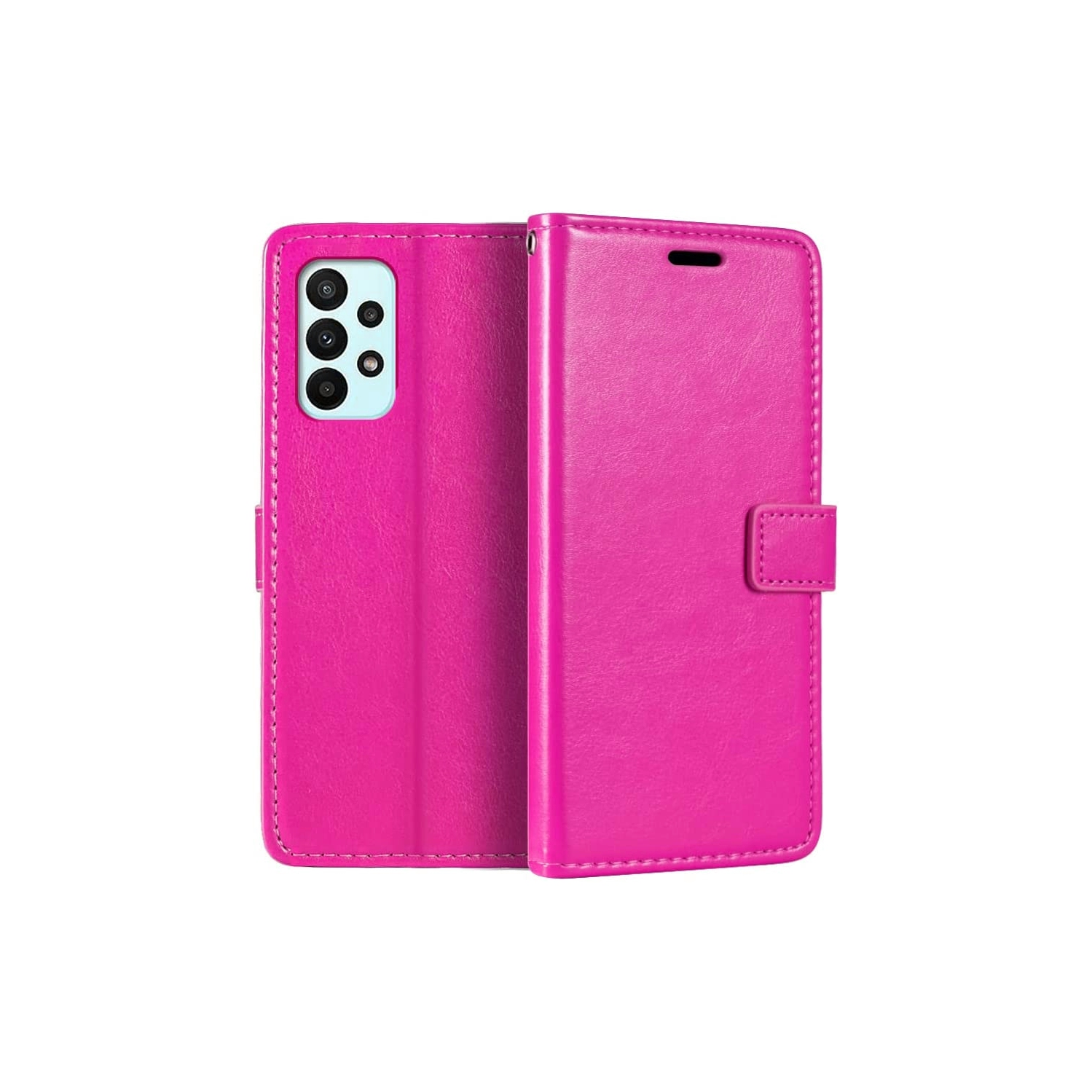 [CS] Samsung Galaxy A73 5G (2022) Case, Magnetic Leather Folio Wallet Flip Case Cover with Card Slot, Hot Pink