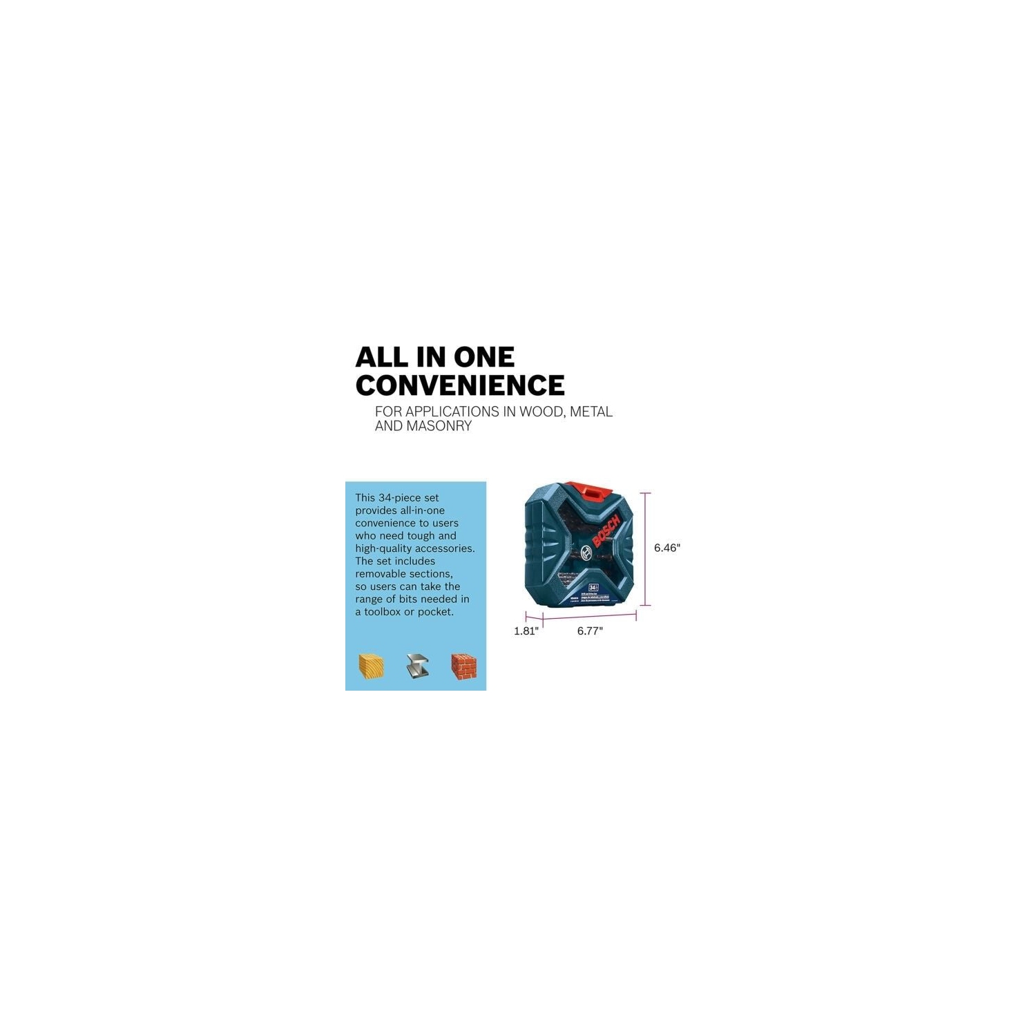 Ensemble perceuse et tournevis Bosch MS4034, 34 pièces