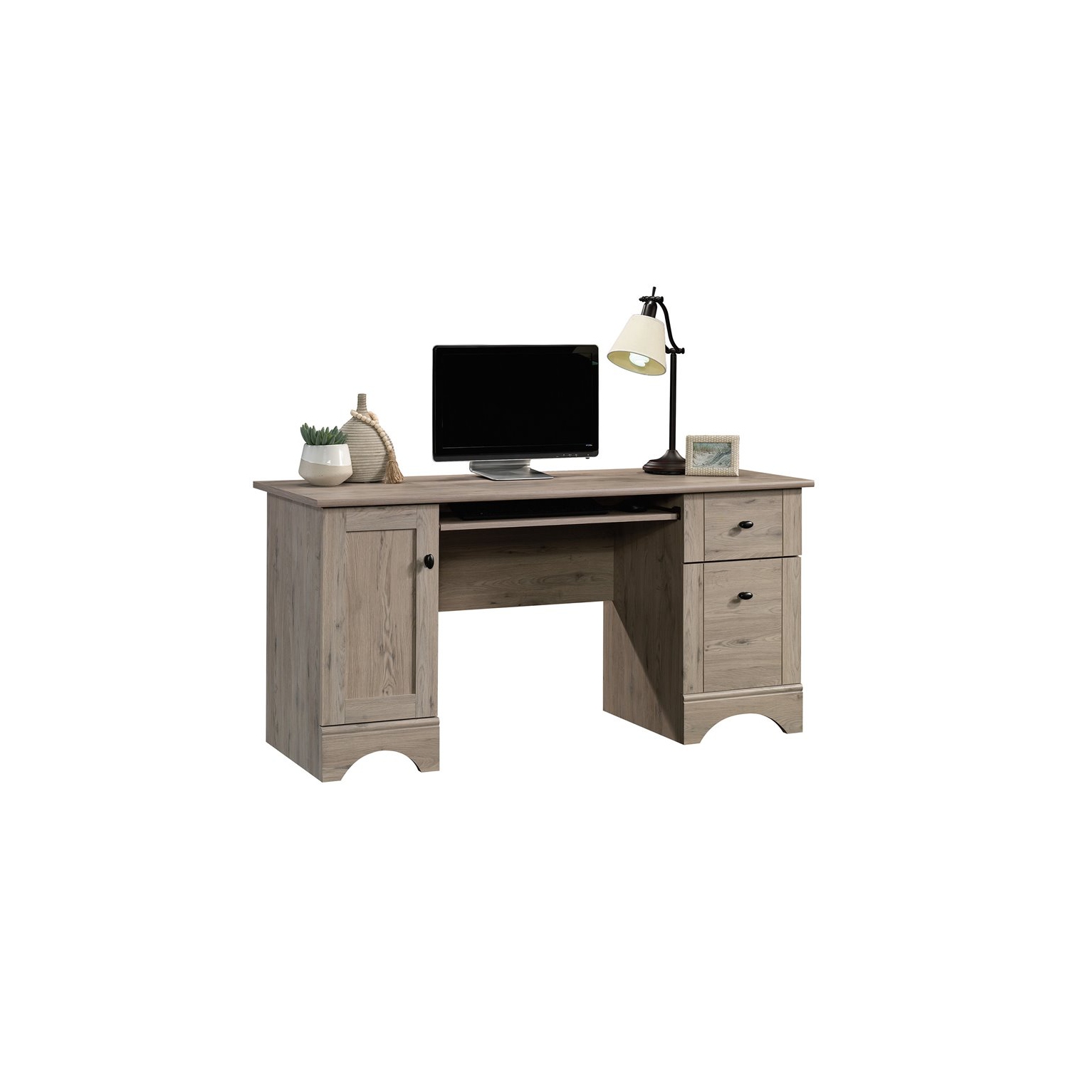 Sauder – Bureau d’ordinateur en bois Select simple, chêne laurier