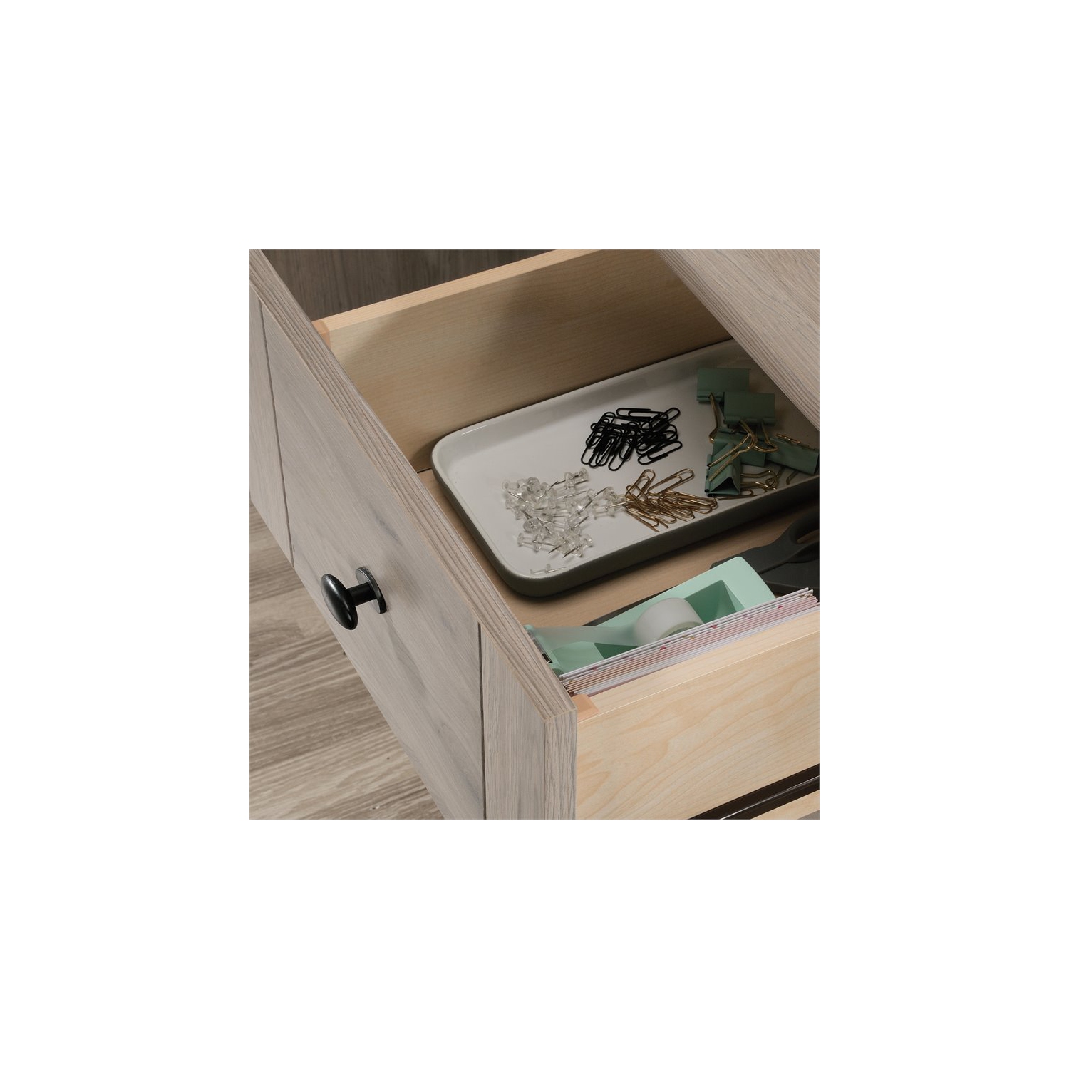 Sauder – Bureau d’ordinateur en bois Select simple, chêne laurier