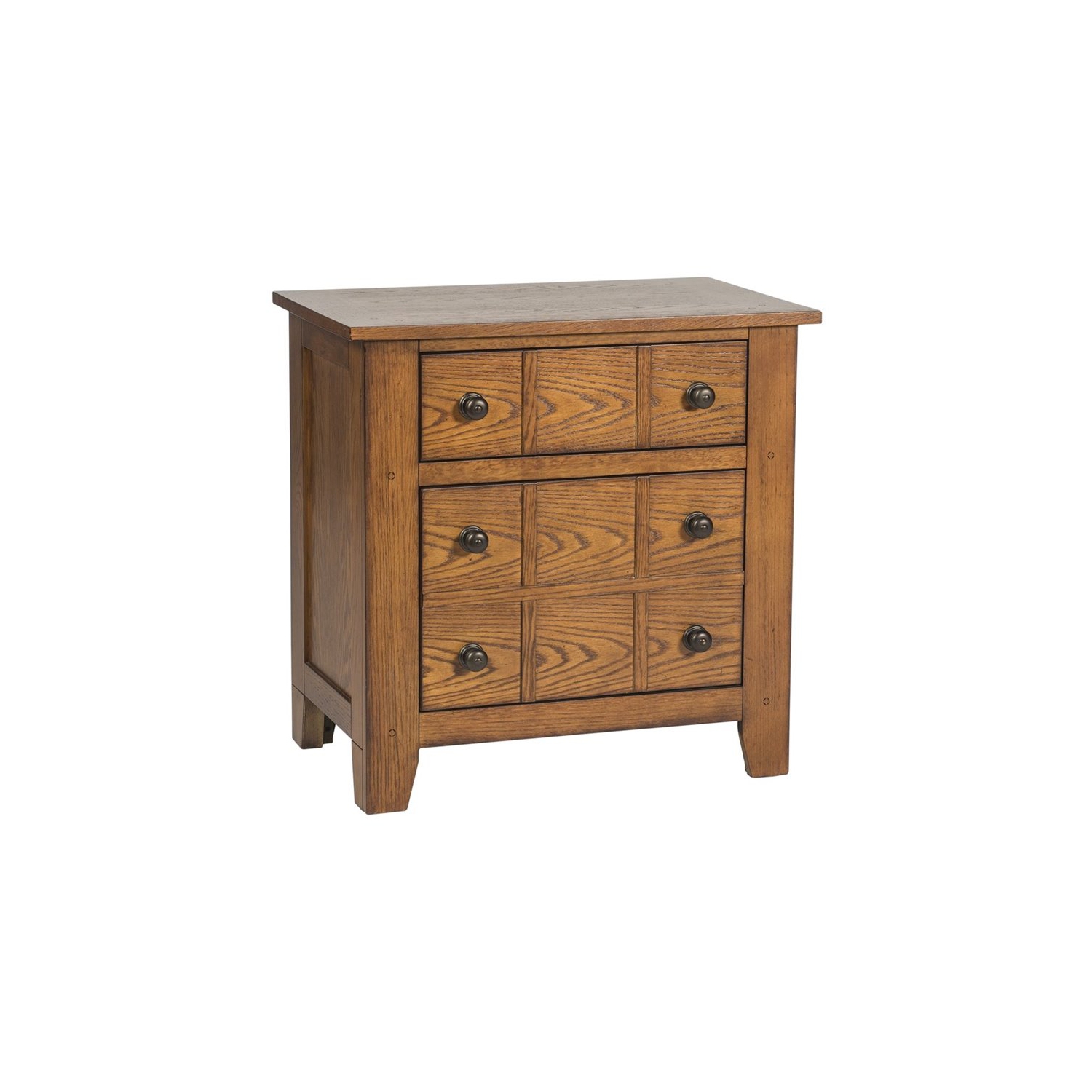 Bowery Hill 2 Drawer Cabin Nightstand in Oak Finish