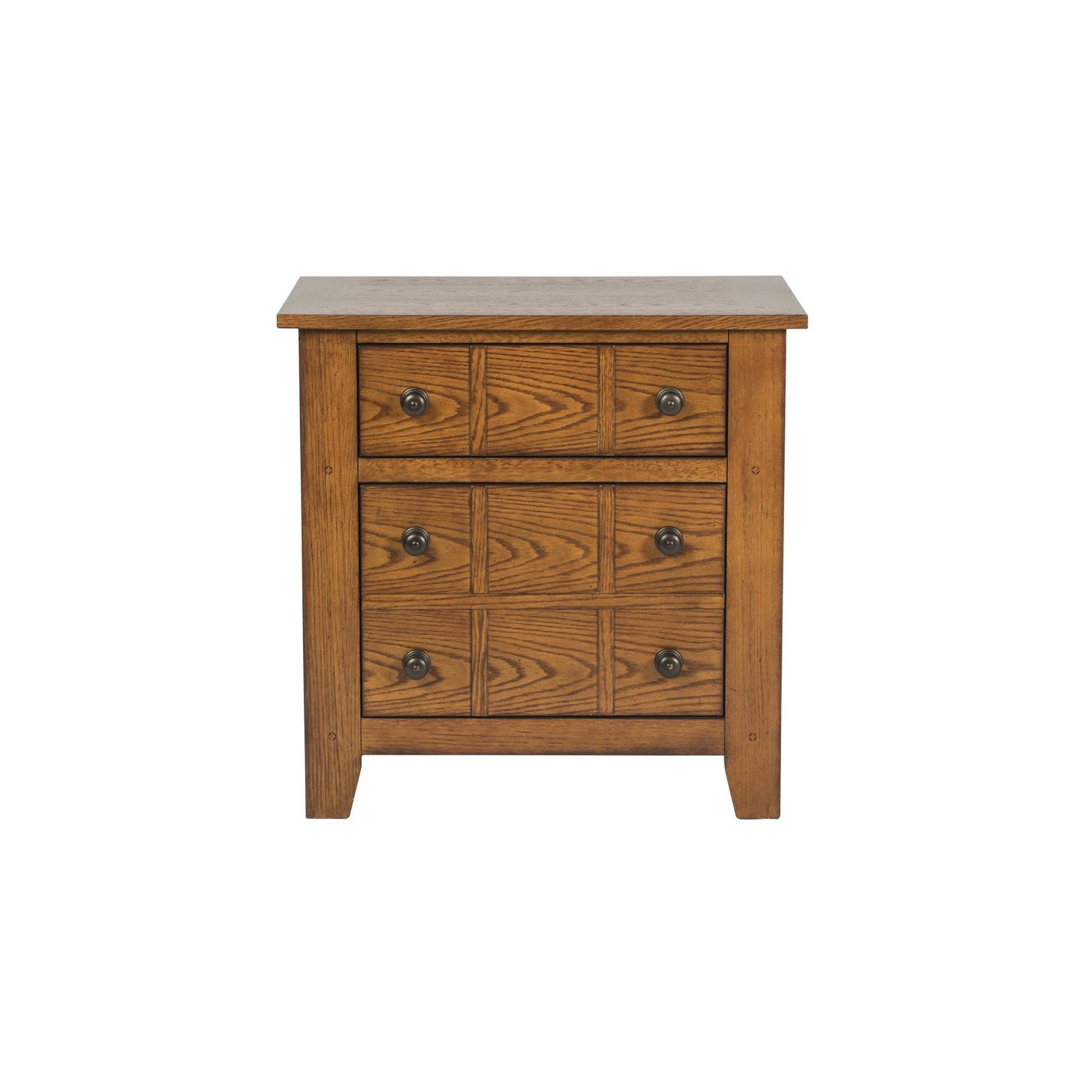 Bowery Hill 2 Drawer Cabin Nightstand in Oak Finish