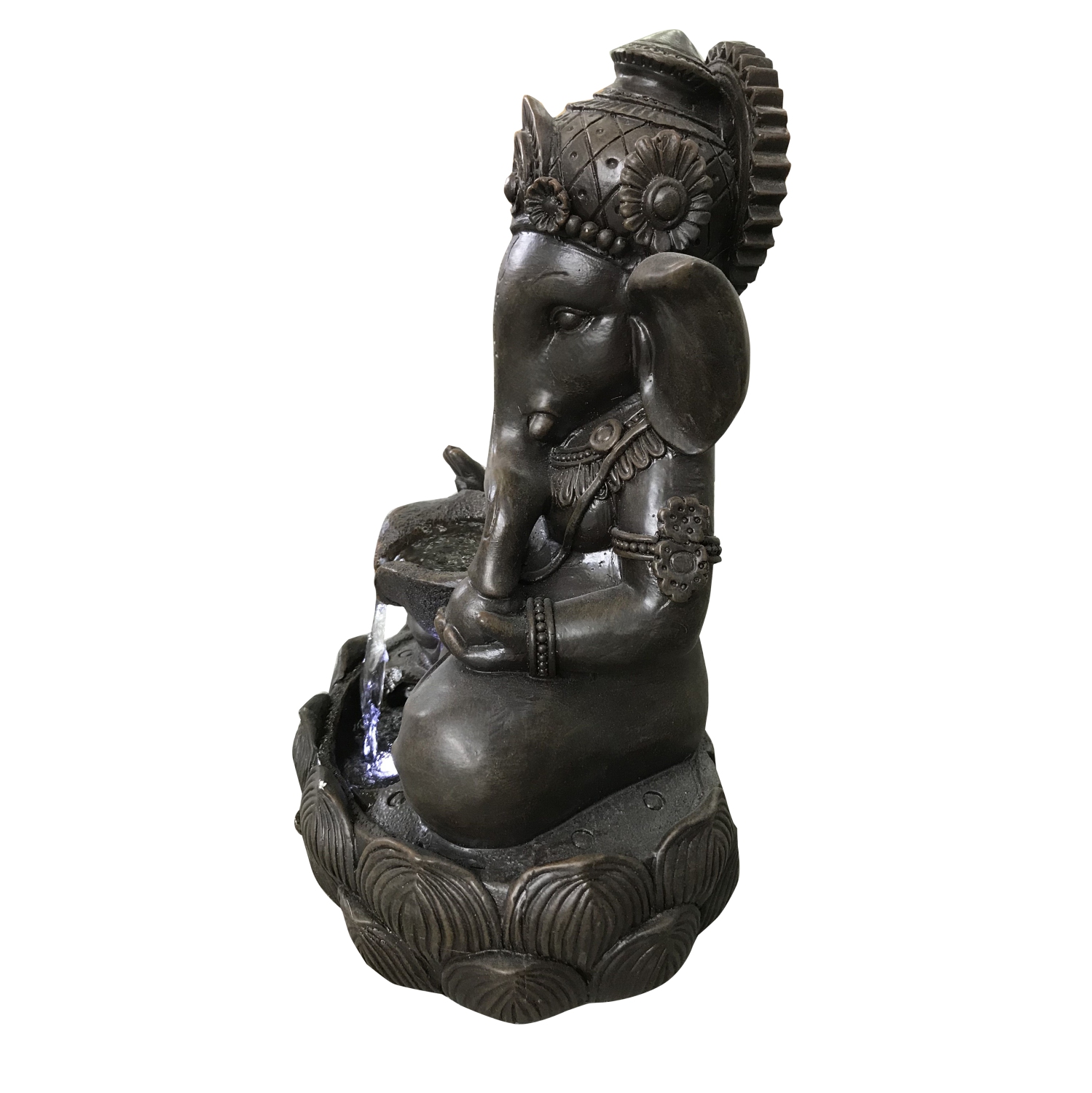 Hi-Line Gift Ltd Lord Ganesh Sculptural Tabletop Fountain with Cool White LED Lights