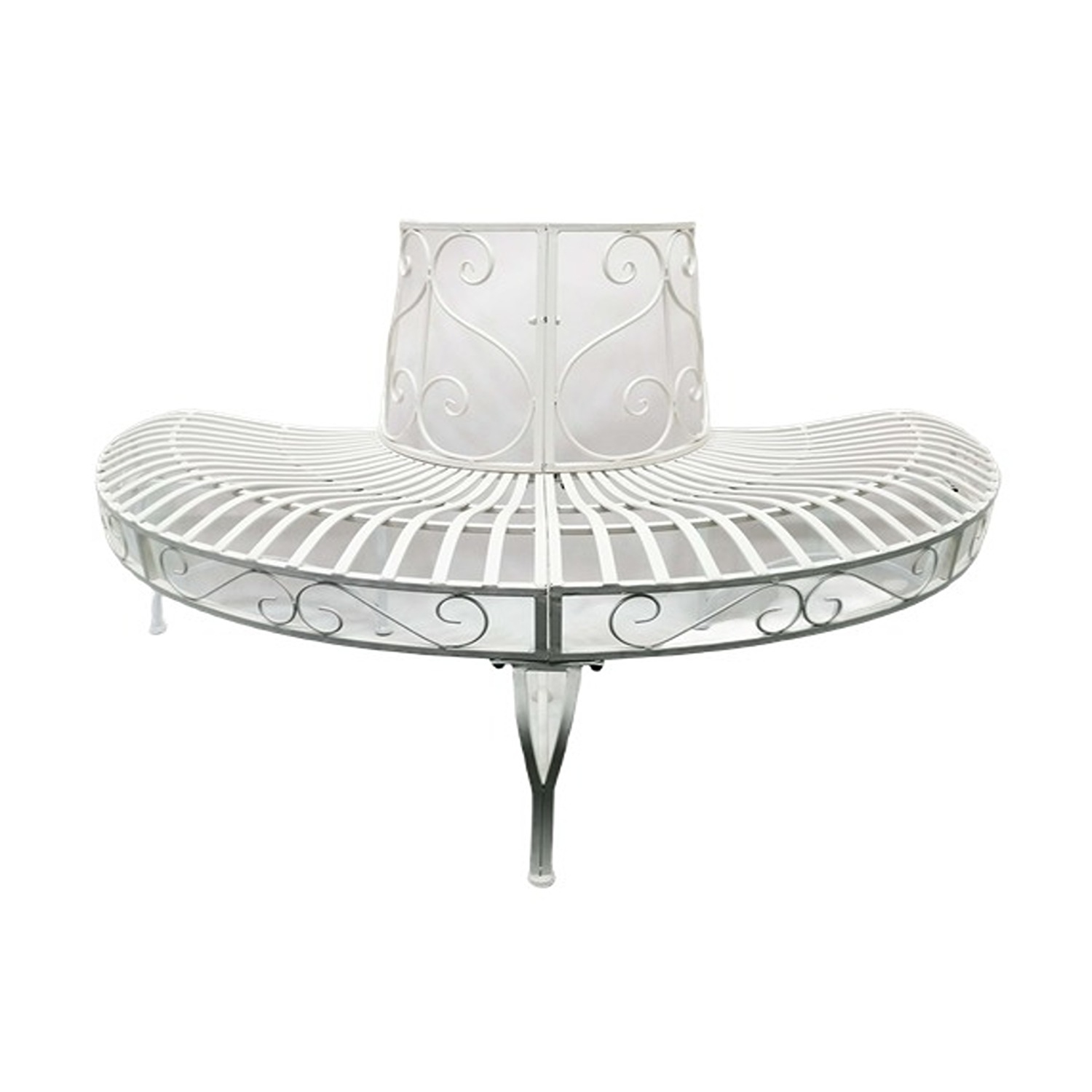 Hi-Line Gift Ltd White Semi-Circle Tree-Wrap Bench
