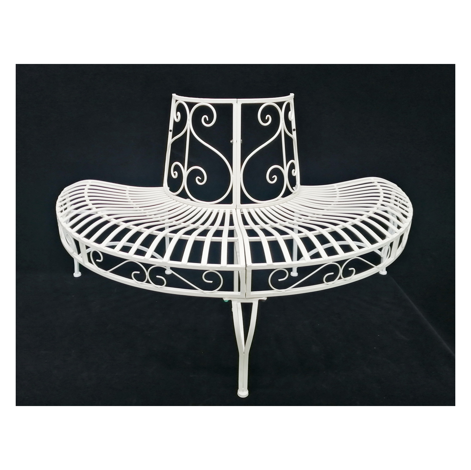 Hi-Line Gift Ltd White Semi-Circle Tree-Wrap Bench