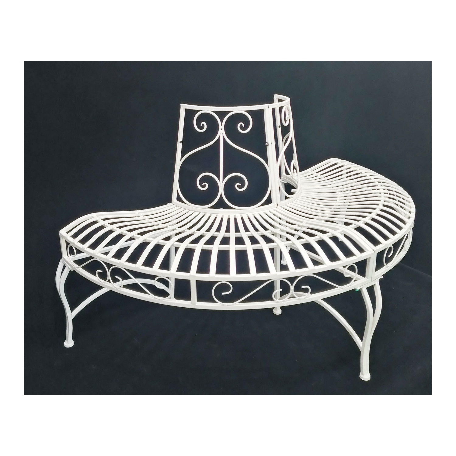 Hi-Line Gift Ltd White Semi-Circle Tree-Wrap Bench