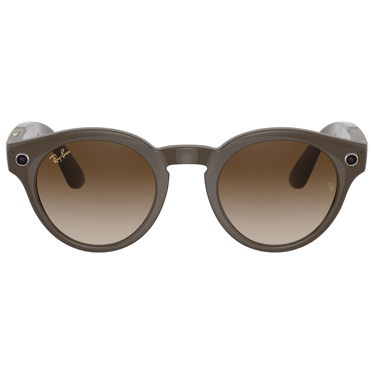 Ray-Ban Stories Round Smart Glasses with Photo, Video & Audio - Shiny Brown