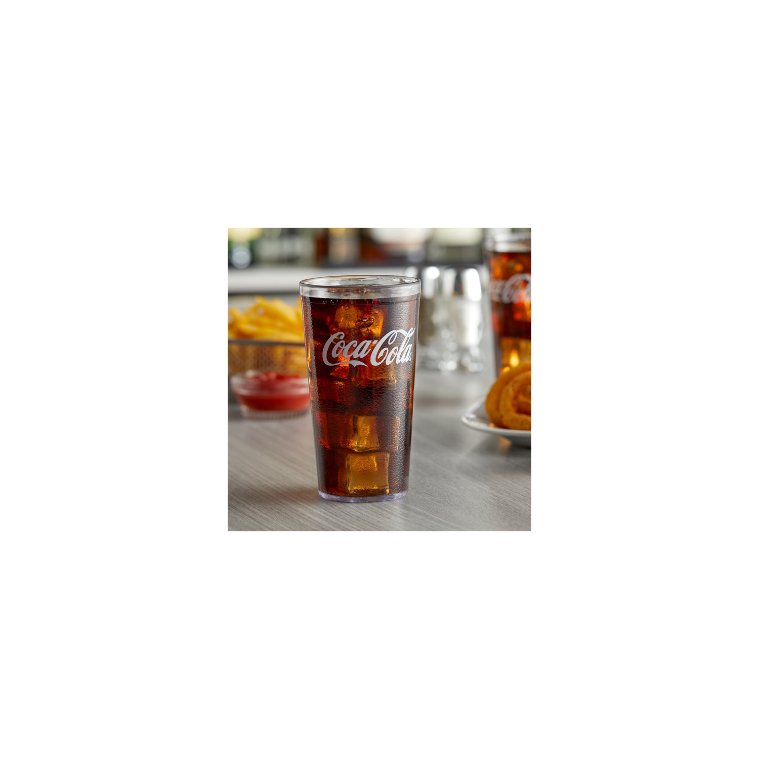 GET 6616-CC 16 oz. Clear Coca-Cola® SAN Plastic Pebbled Tumbler - 24/Pack