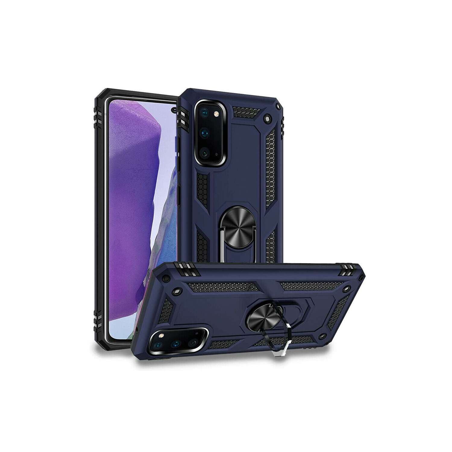 Support à anneau magnétique en métal pivotant à 360 degrés pour l’auto Galaxy Note20 Ultra bleu marine de Samsung béquille robuste